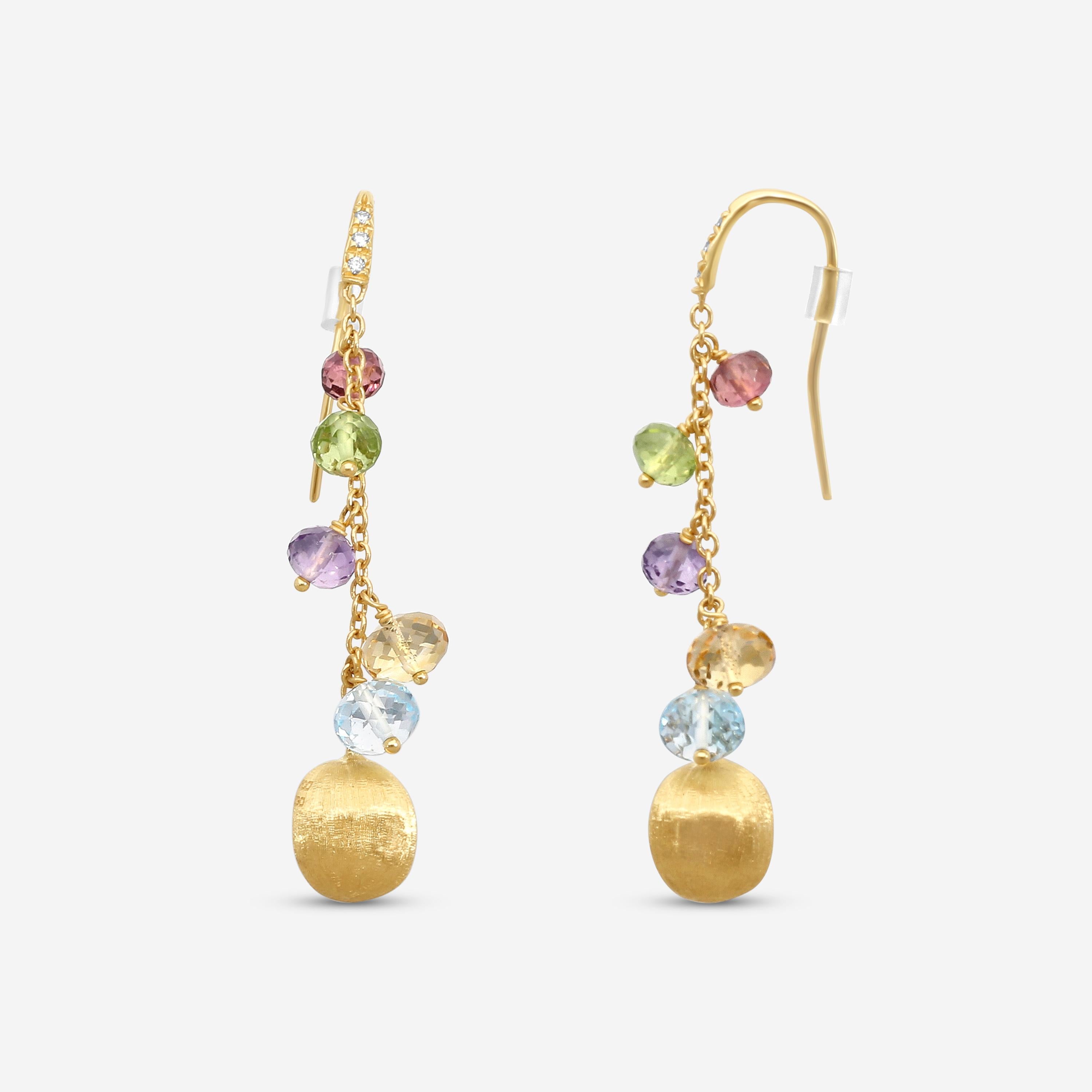 Marco Bicego Africa Multi-Gemstone 18K Yellow Gold Drop Earrings OB1861-AB — view 4