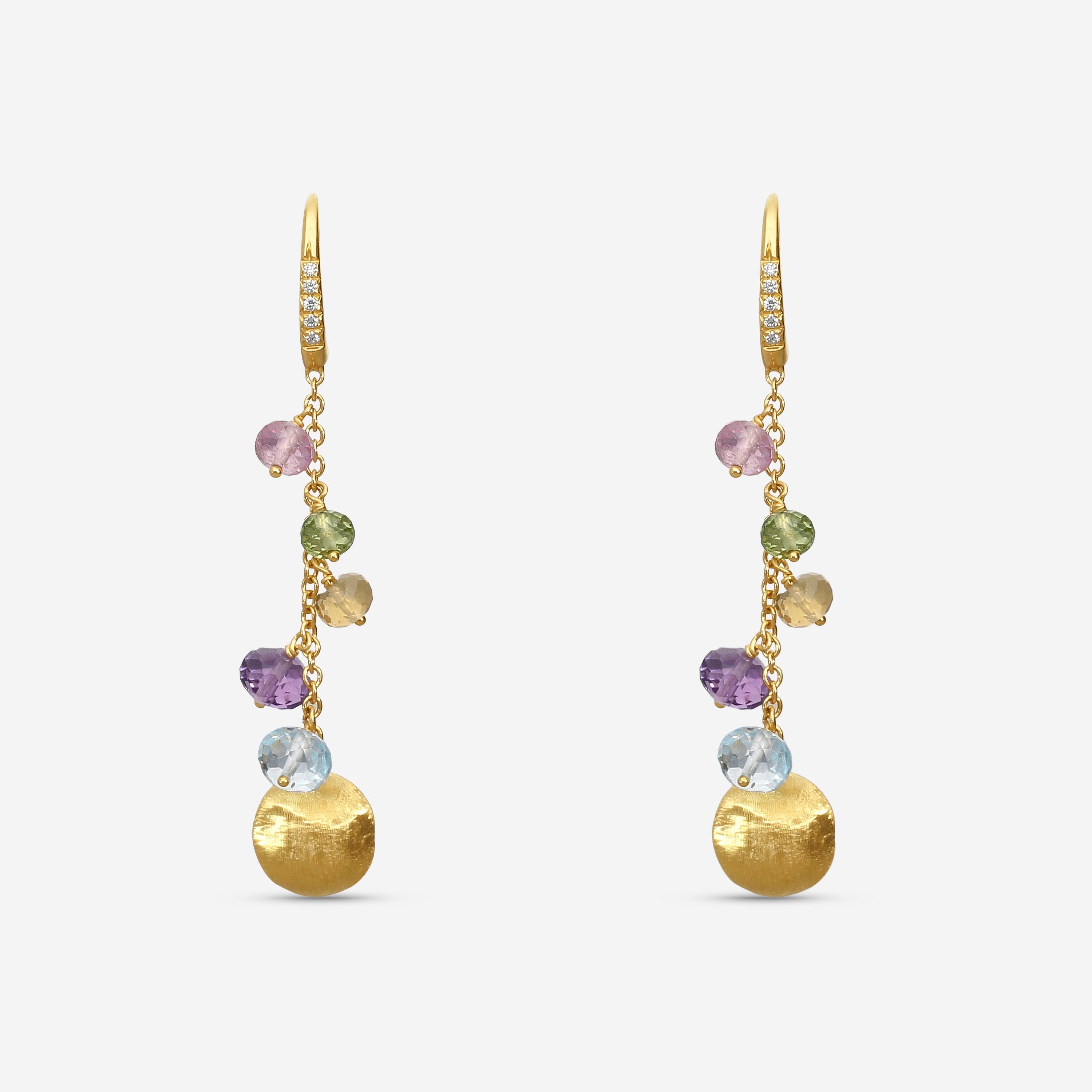 Marco Bicego Africa Multi-Gemstone 18K Yellow Gold Drop Earrings OB1861-MB — view 3