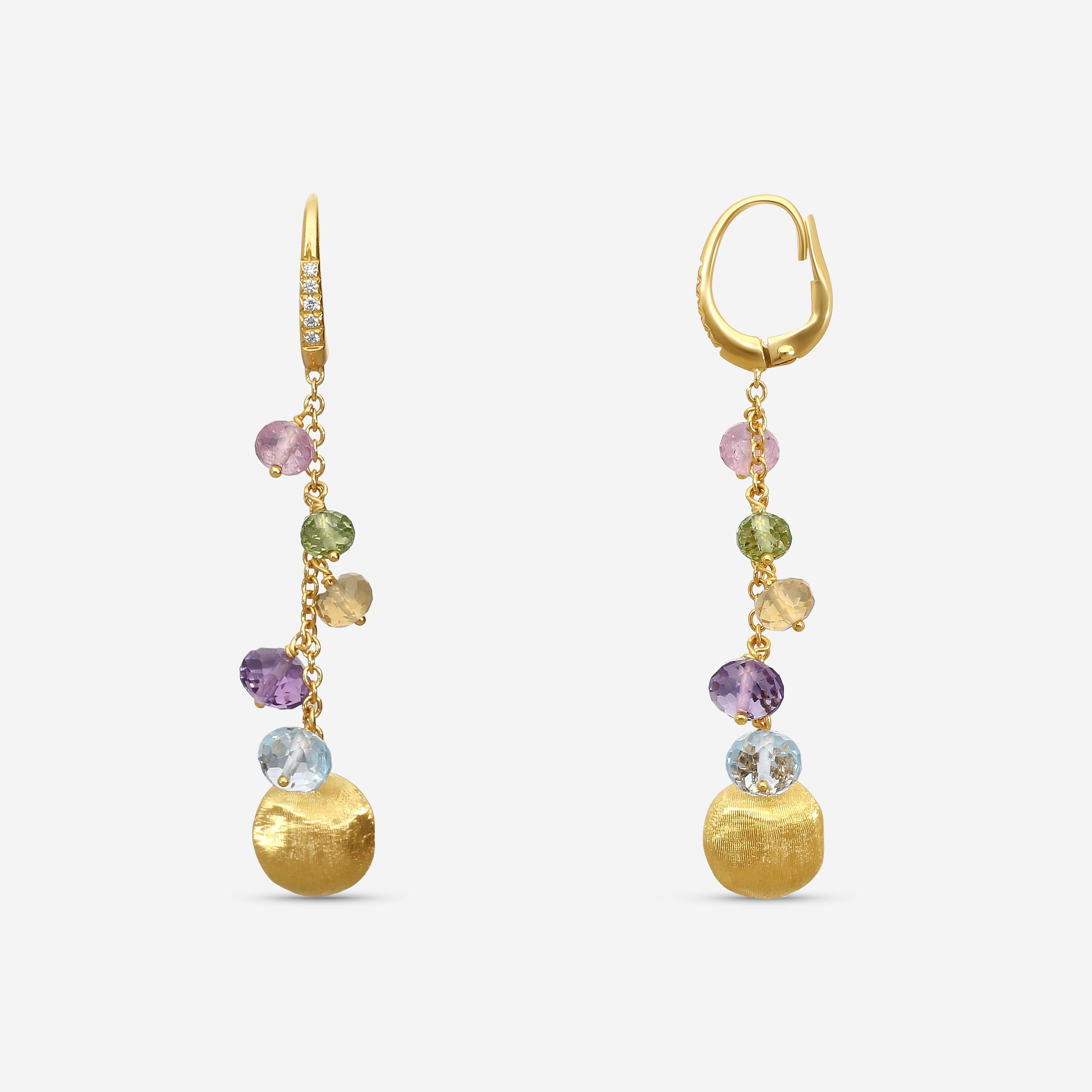 Marco Bicego Africa Multi-Gemstone 18K Yellow Gold Drop Earrings OB1861-MB — view 4