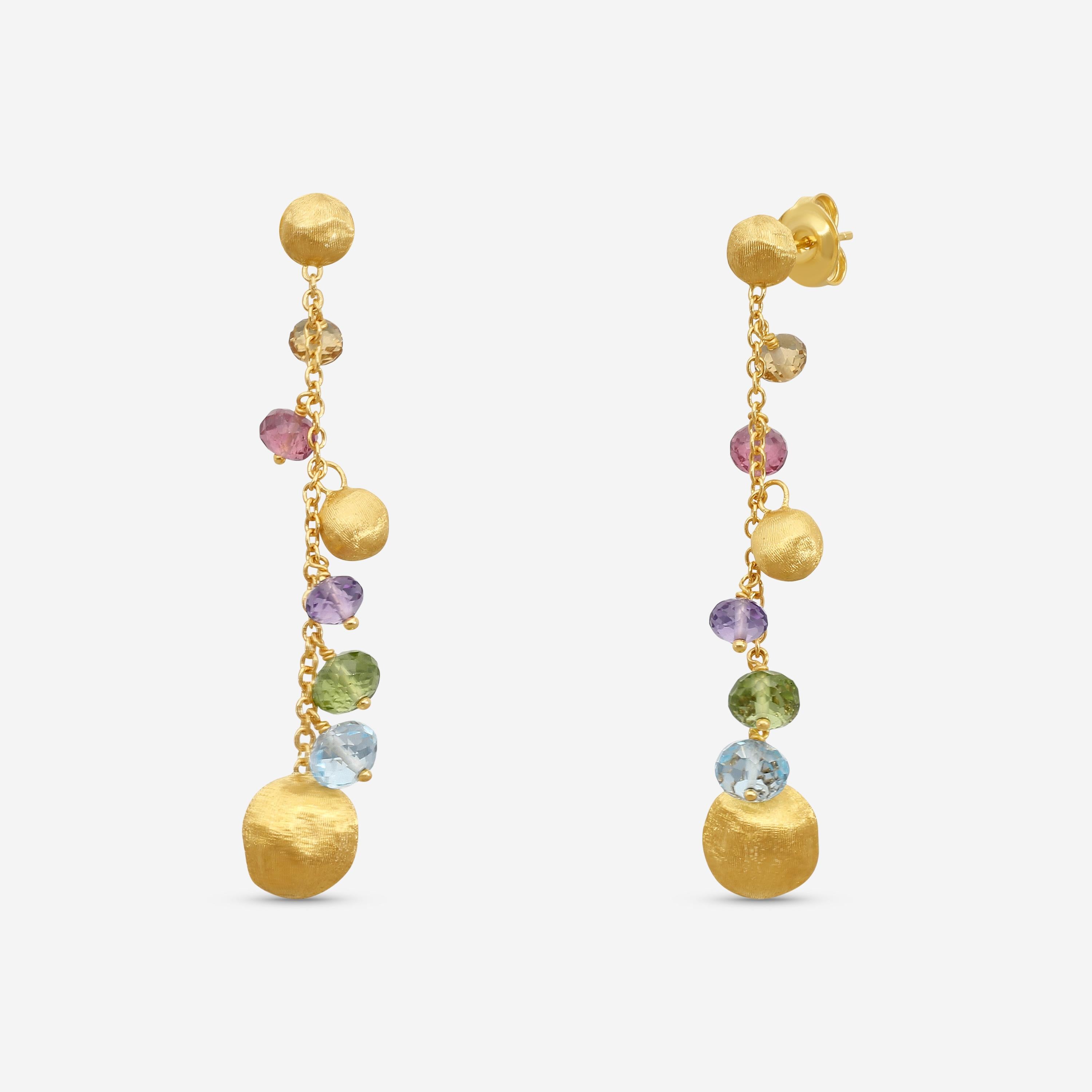 Marco Bicego Africa Multi-Gemstone 18K Yellow Gold Drop Earrings OB1862_MIX02