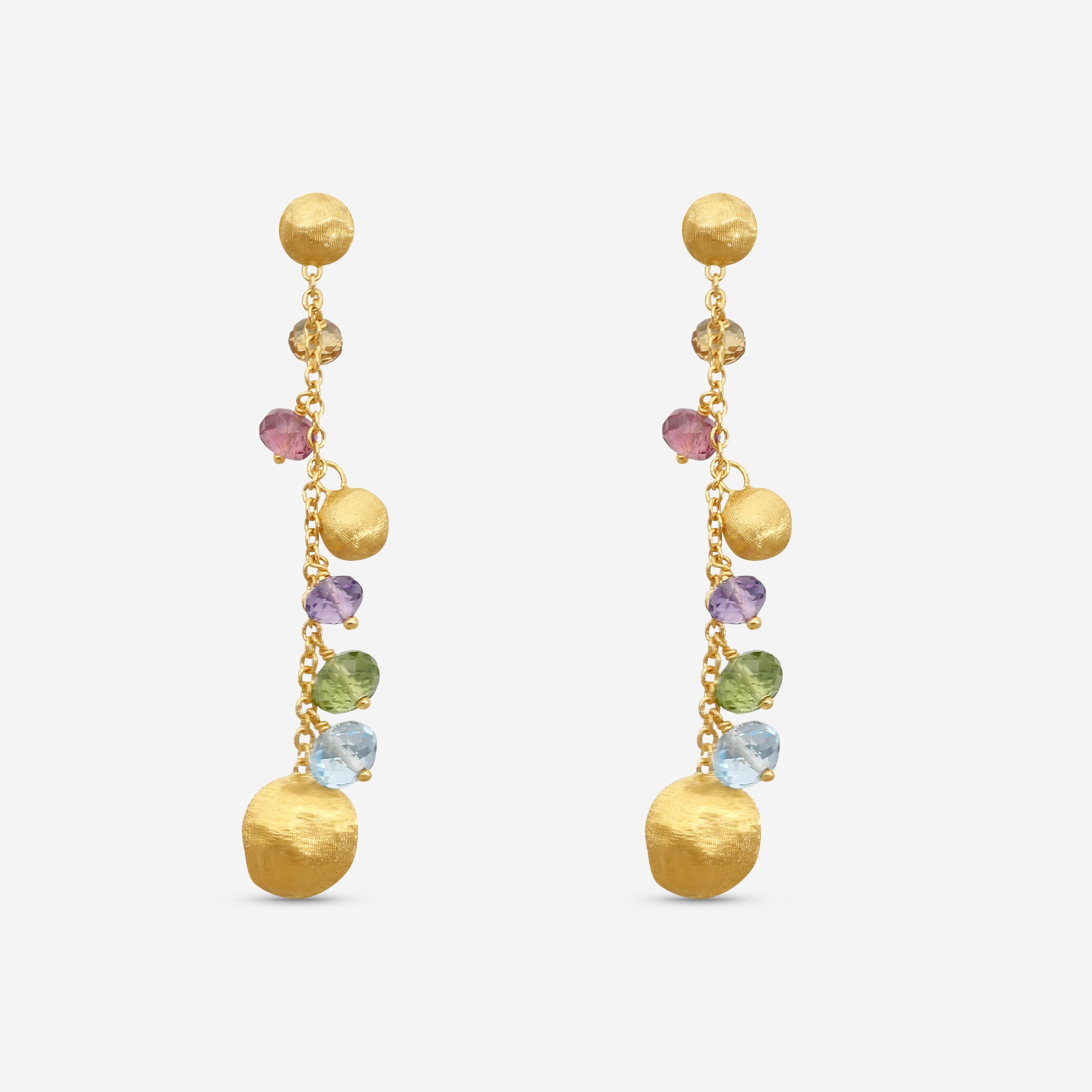 Marco Bicego Africa Multi-Gemstone 18K Yellow Gold Drop Earrings OB1862_MIX02 — view 3