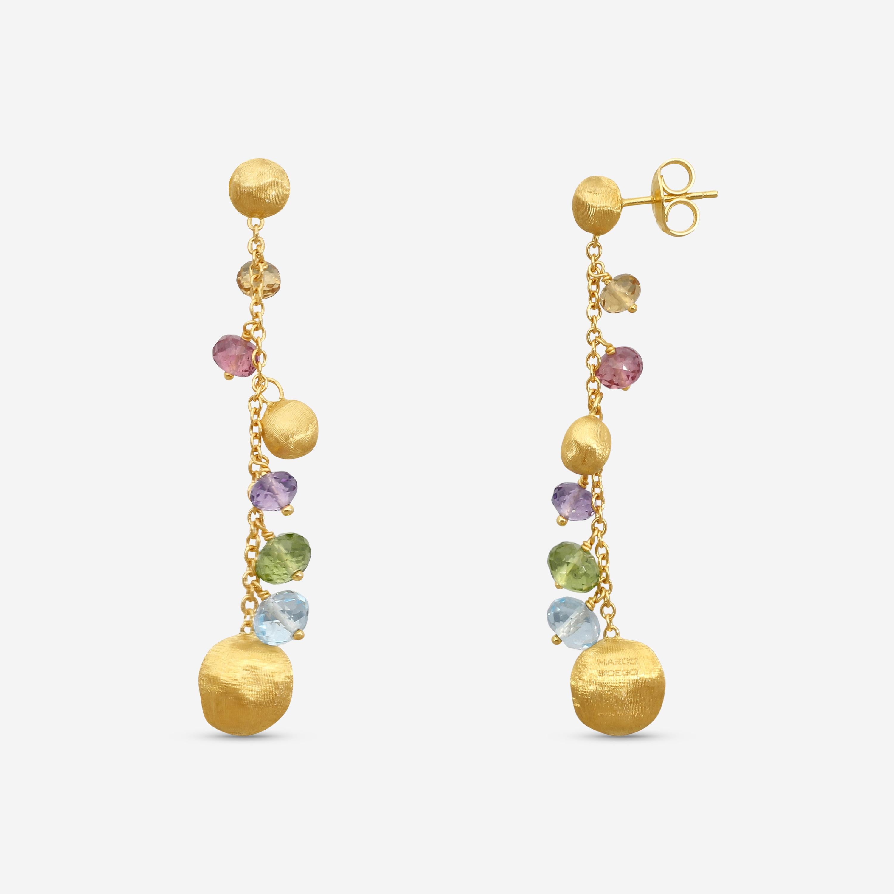 Marco Bicego Africa Multi-Gemstone 18K Yellow Gold Drop Earrings OB1862_MIX02 — view 4