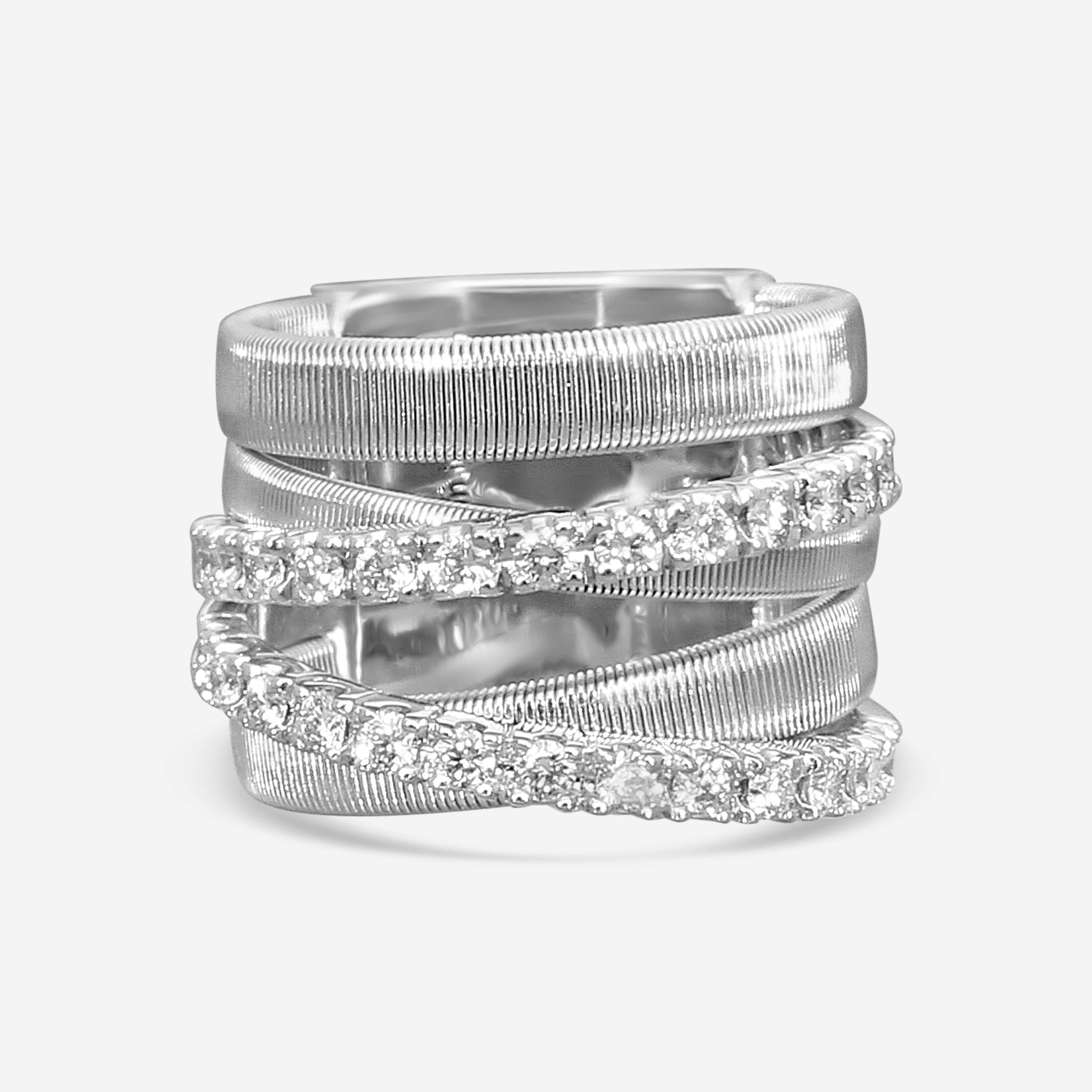 Marco Bicego Masai 18K White Gold Diamond 5-Strand Band Ring Sz. 7 AG331_B_W_01