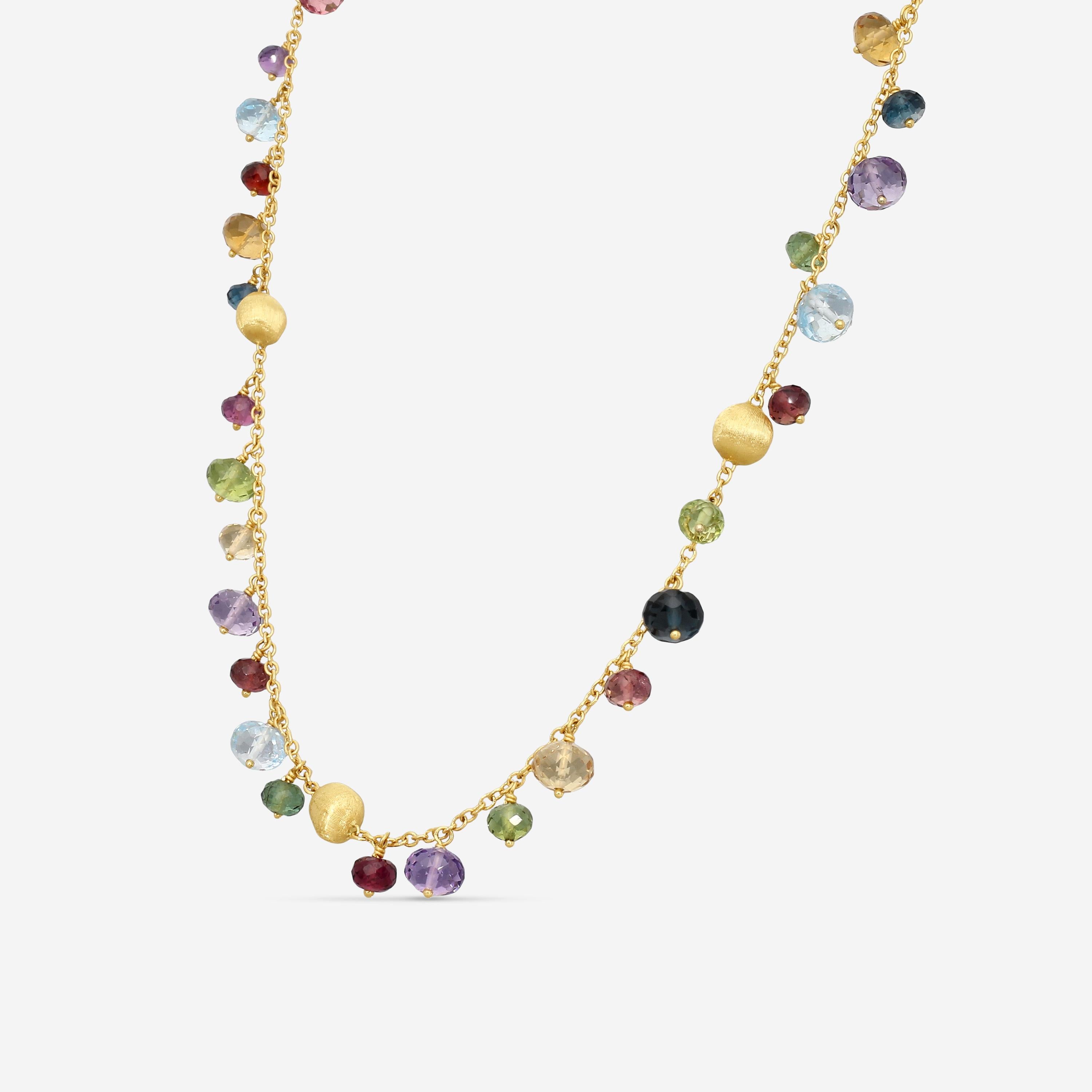 Marco Bicego Africa Multi-Gemstone 18K Yellow Gold Station Necklace CB2783 — view 3