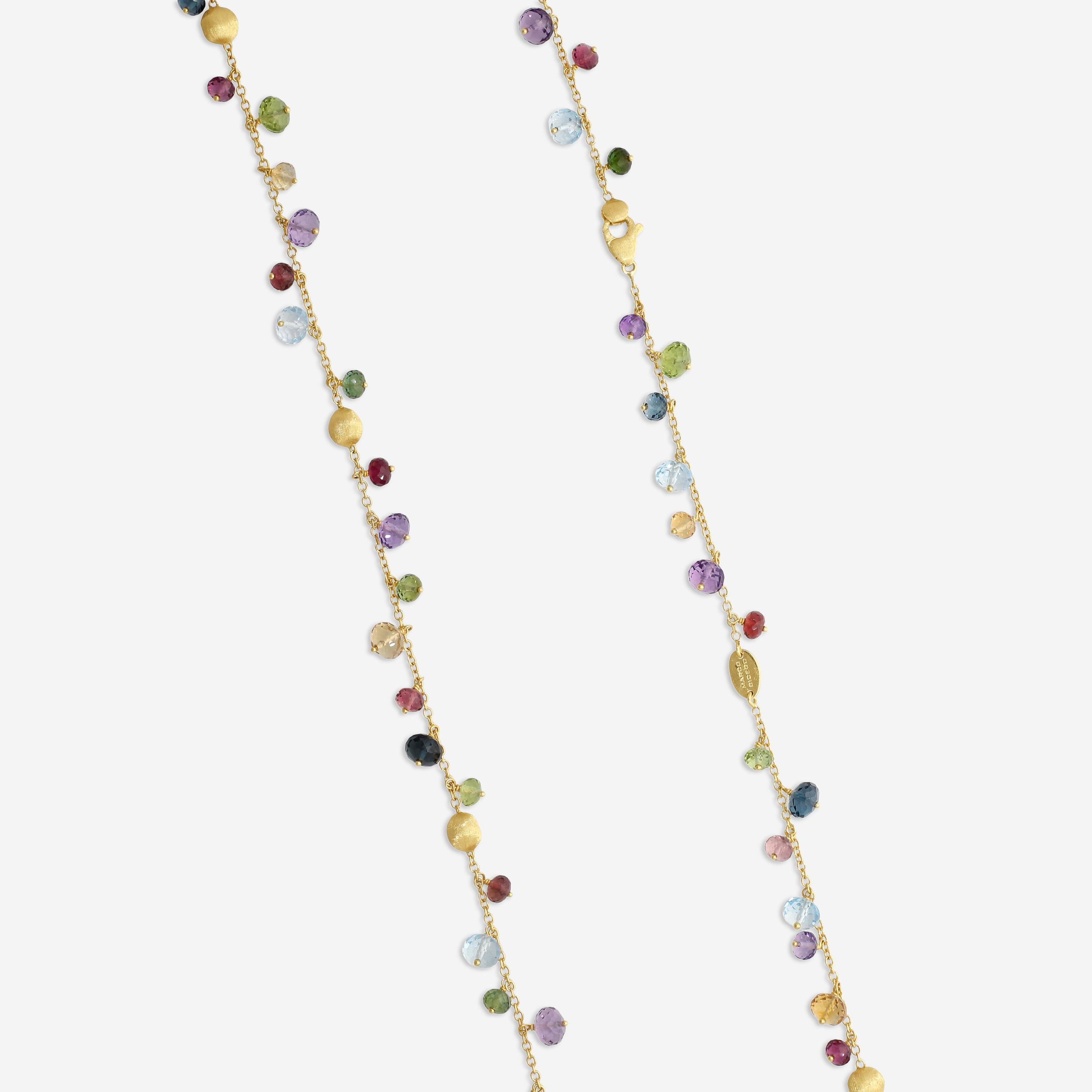 Marco Bicego Africa Multi-Gemstone 18K Yellow Gold Station Necklace CB2783 — view 4