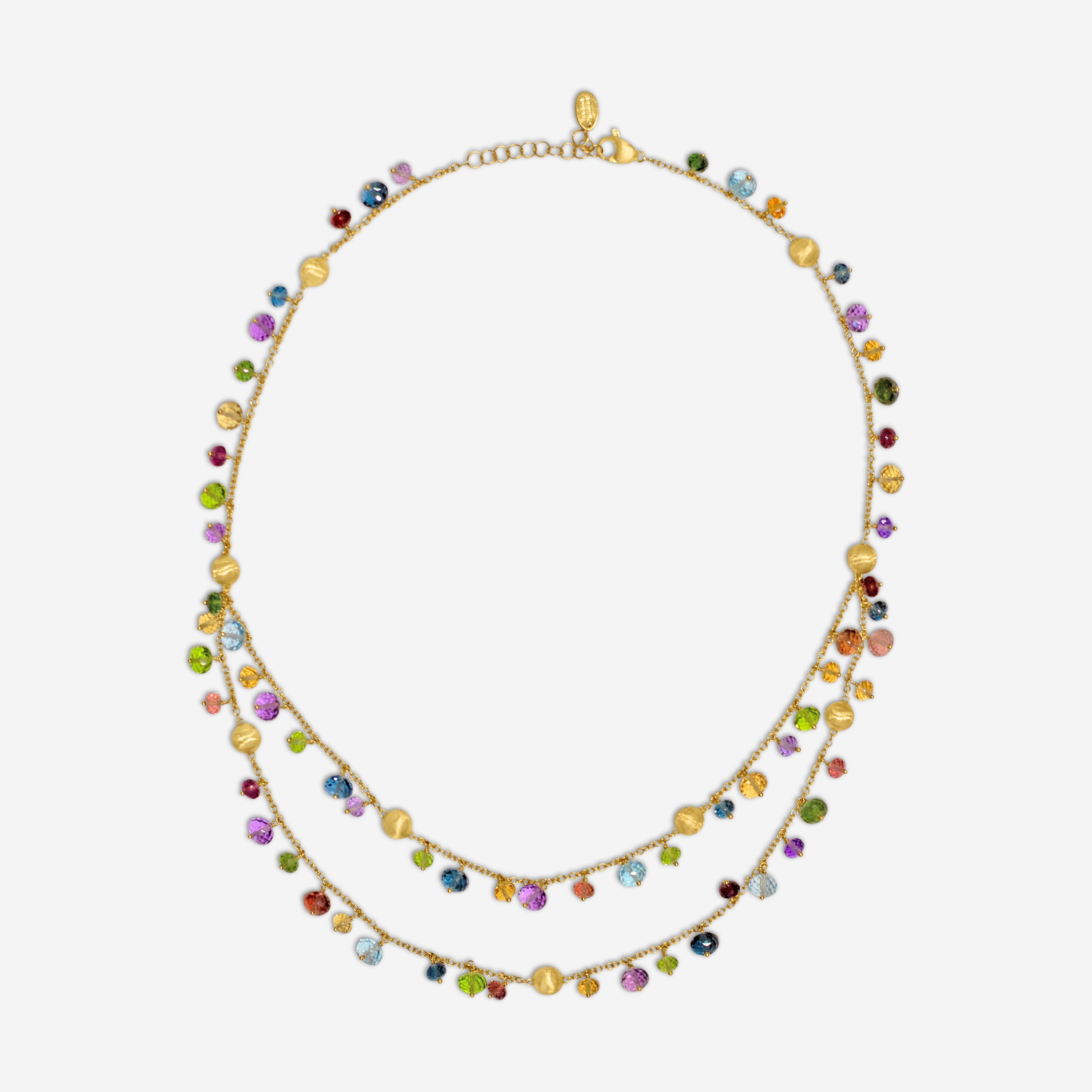 Marco Bicego Africa Multi-Gemstone 18K Yellow Gold Double Necklace CB2785_MIX02