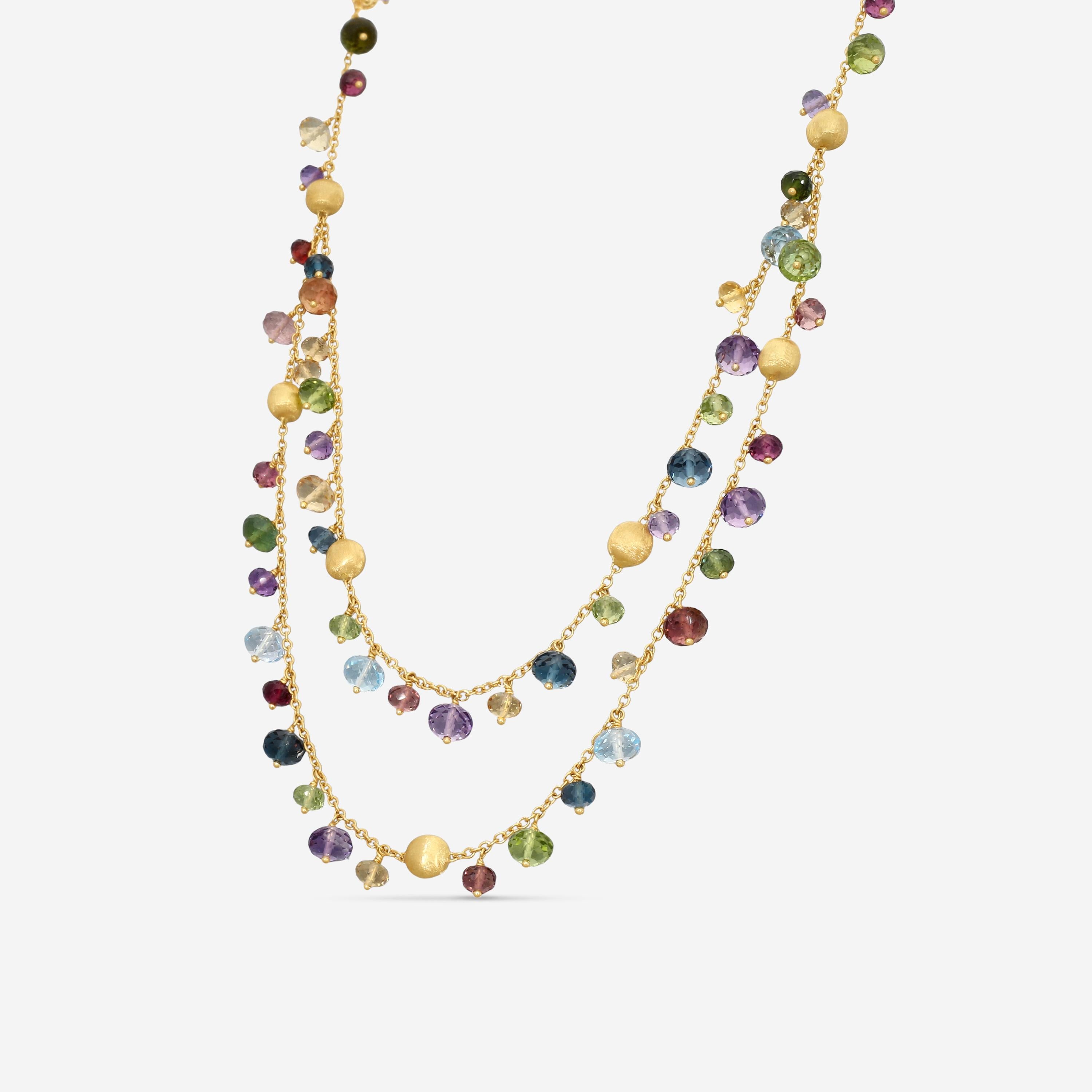 Marco Bicego Africa Multi-Gemstone 18K Yellow Gold Double Necklace CB2785_MIX02 — view 3