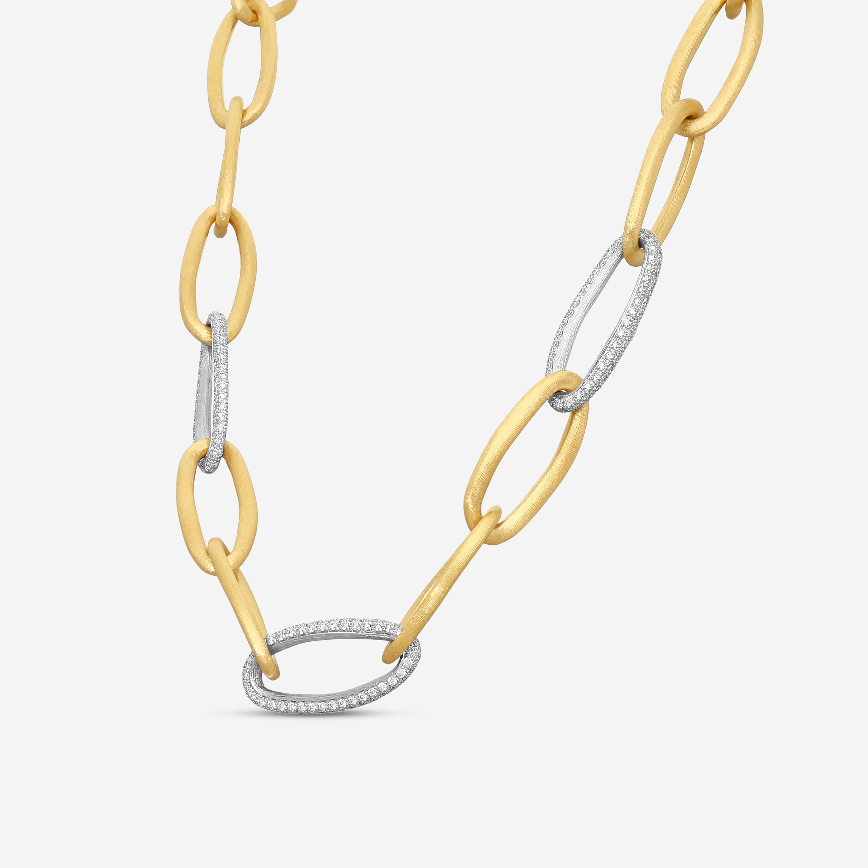 Marco Bicego Jaipur Link 18K Yellow & White Gold Diamond Link Necklace CB2666_B2 — view 3