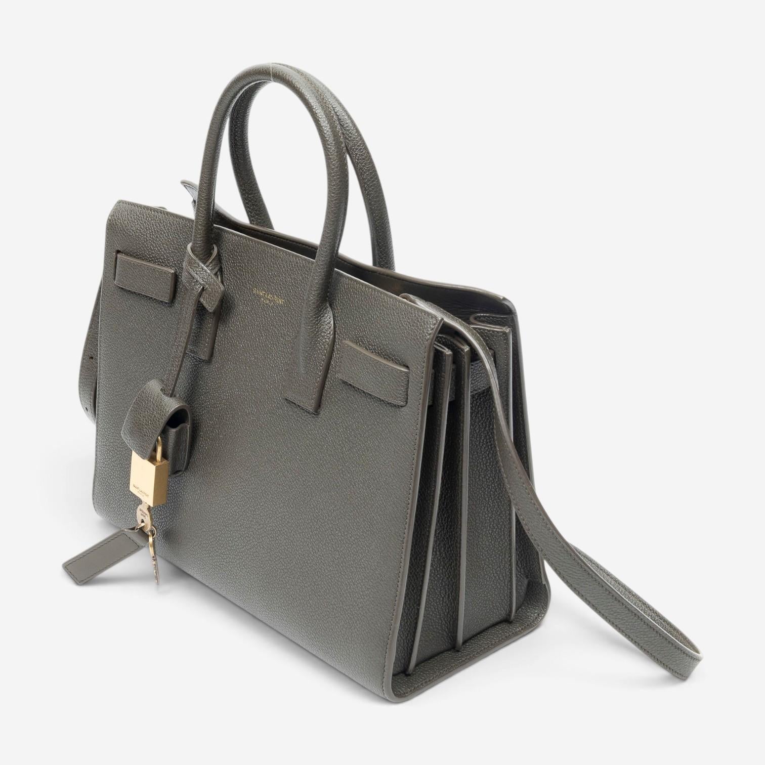Yves Saint Laurent Baby Sac de Jour Dark Green Calf Leather Shoulder Bag ABD4777 — view 2