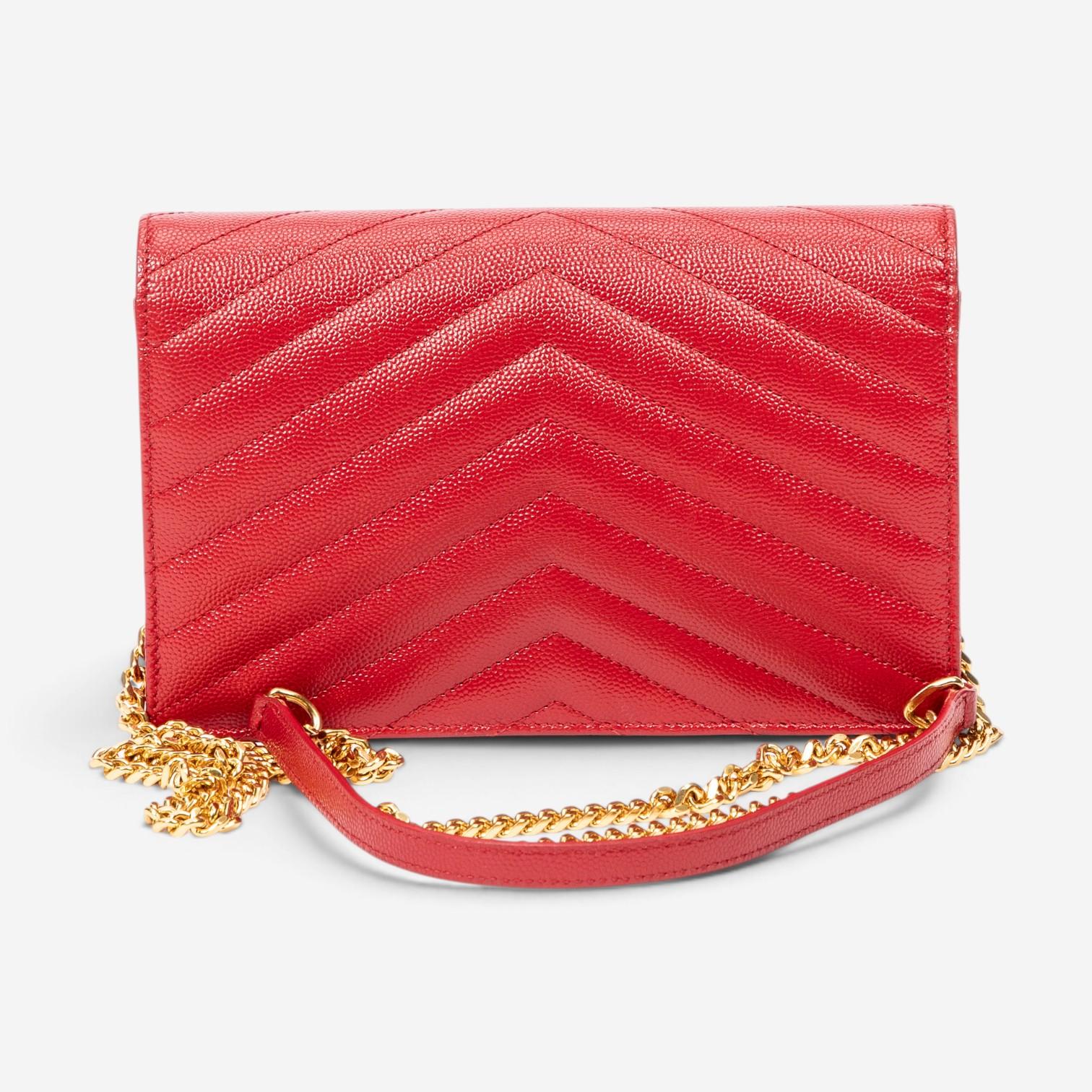 Yves Saint Laurent Red Calf Leather Envelope Chain Wallet ABA2245 — view 5