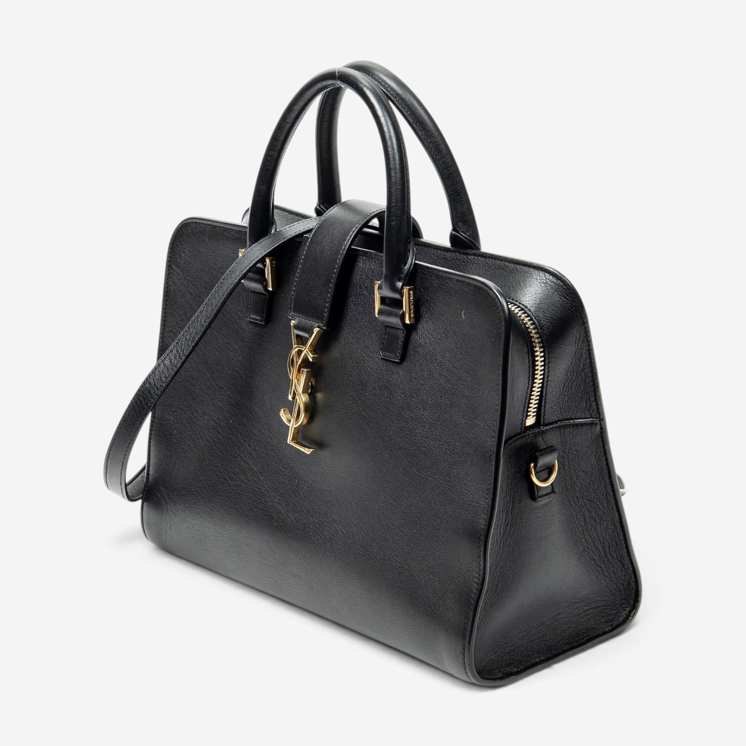 Yves Saint Laurent Black Calf Leather Monogram Cabas ABD0749 — view 2