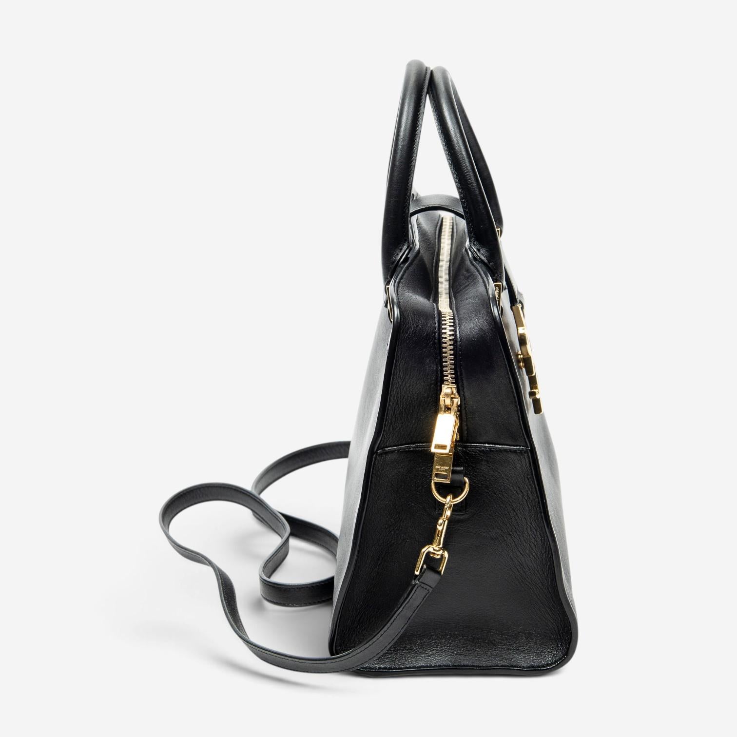 Yves Saint Laurent Black Calf Leather Monogram Cabas ABD0749 — view 3