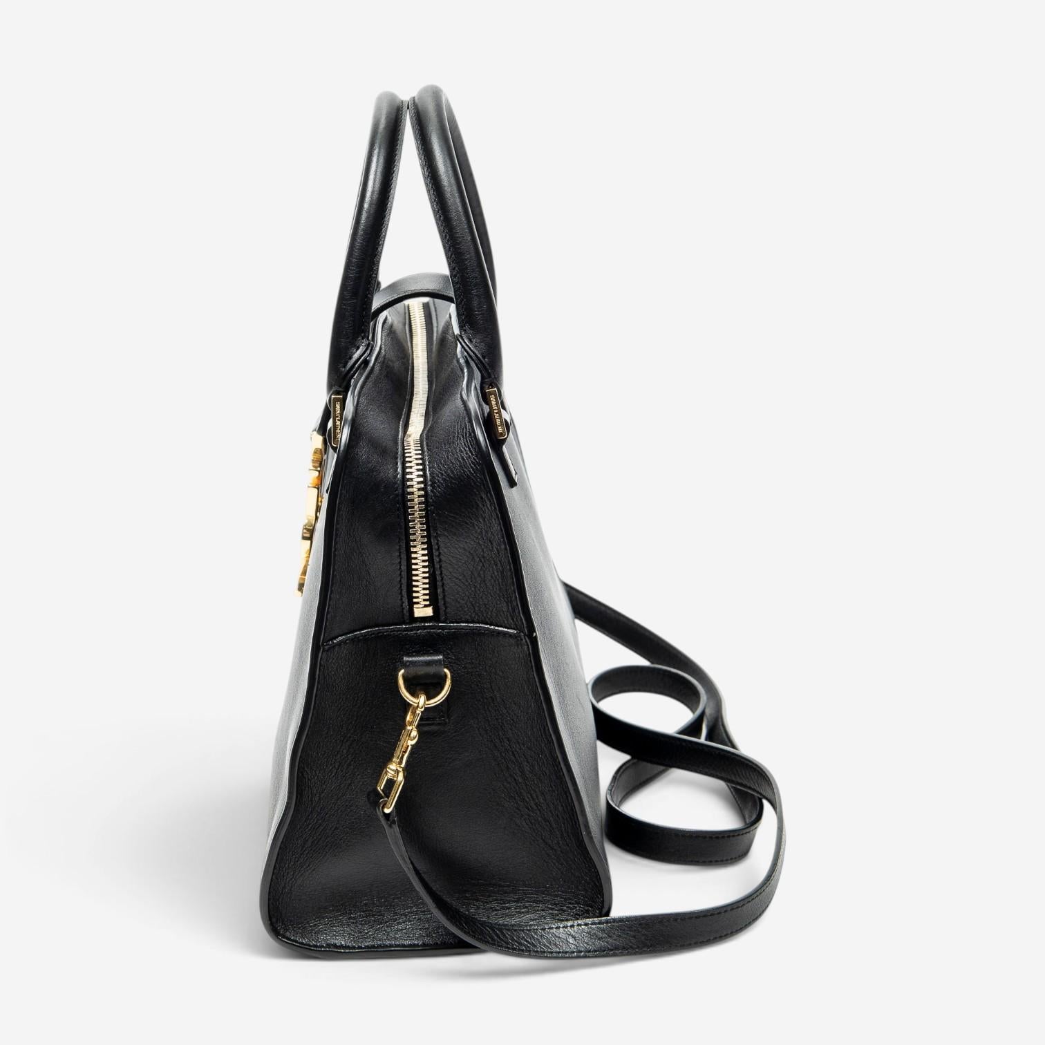 Yves Saint Laurent Black Calf Leather Monogram Cabas ABD0749 — view 4