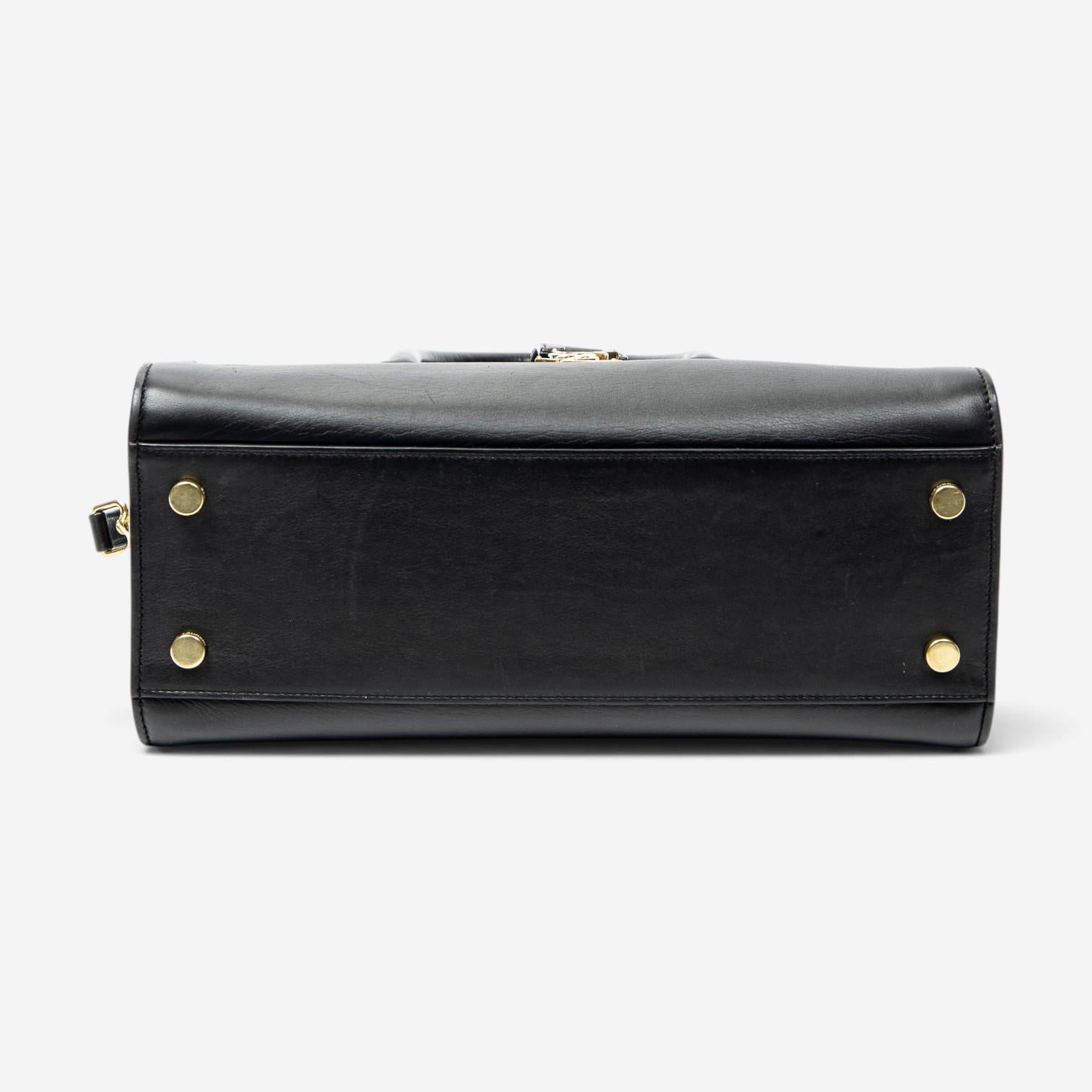 Yves Saint Laurent Black Calf Leather Monogram Cabas ABD0749 — view 5