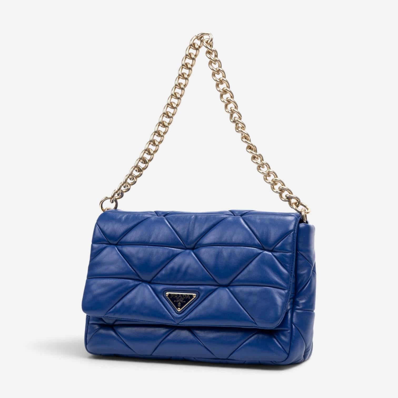 Prada System Blue Calf Leather Large Flap Bag GTU0672 — view 2