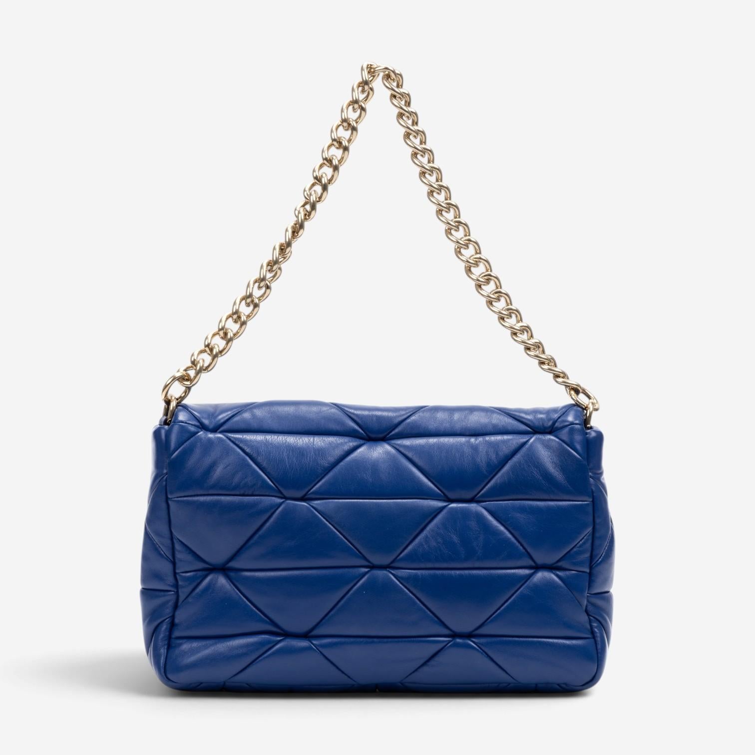 Prada System Blue Calf Leather Large Flap Bag GTU0672 — view 5