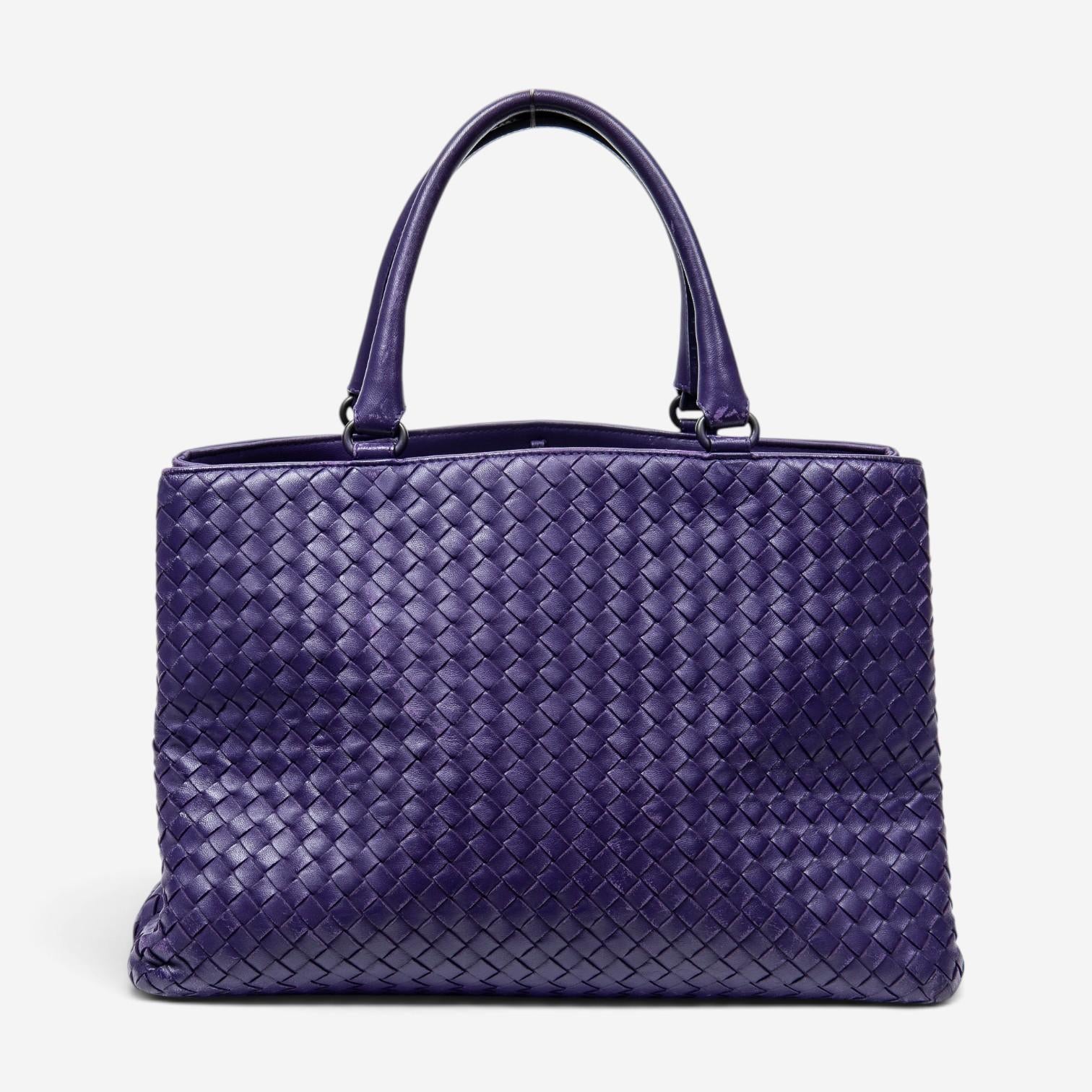 Bottega Veneta Milano Purple Calf Leather Tote Bag ABC6096