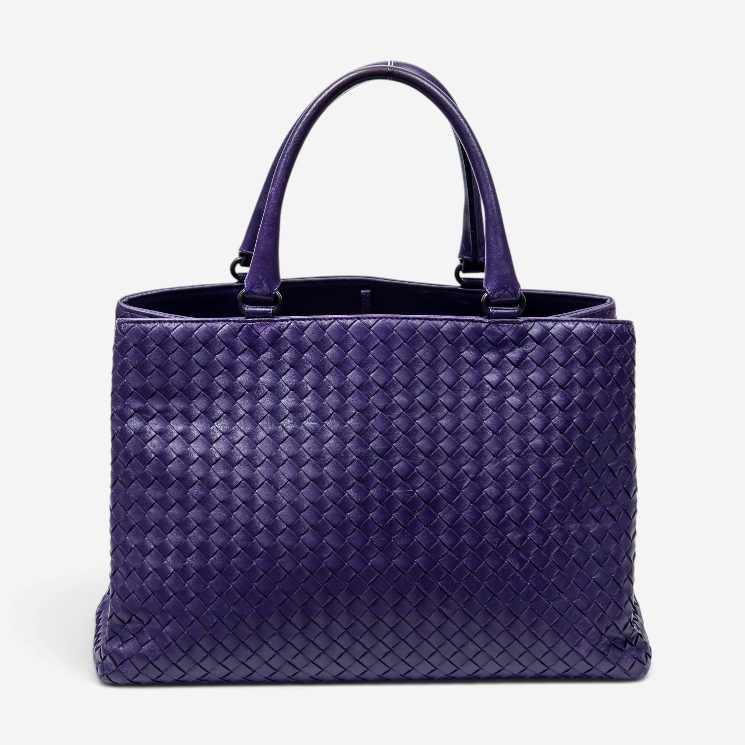 Bottega Veneta Milano Purple Calf Leather Tote Bag ABC6096 — view 5