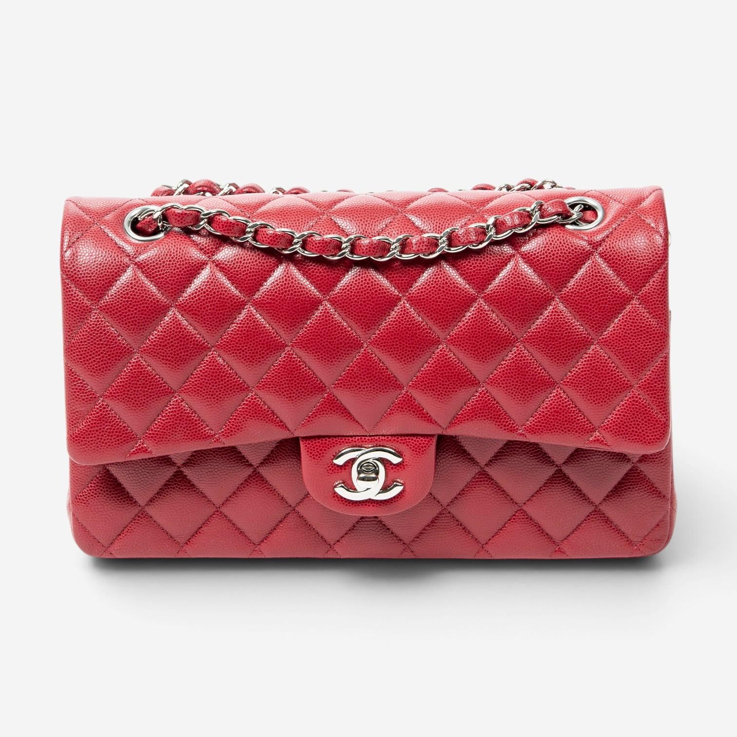 Chanel Classic Red Quilted Caviar Leather Double Flap Bag ABA4614 — view 1