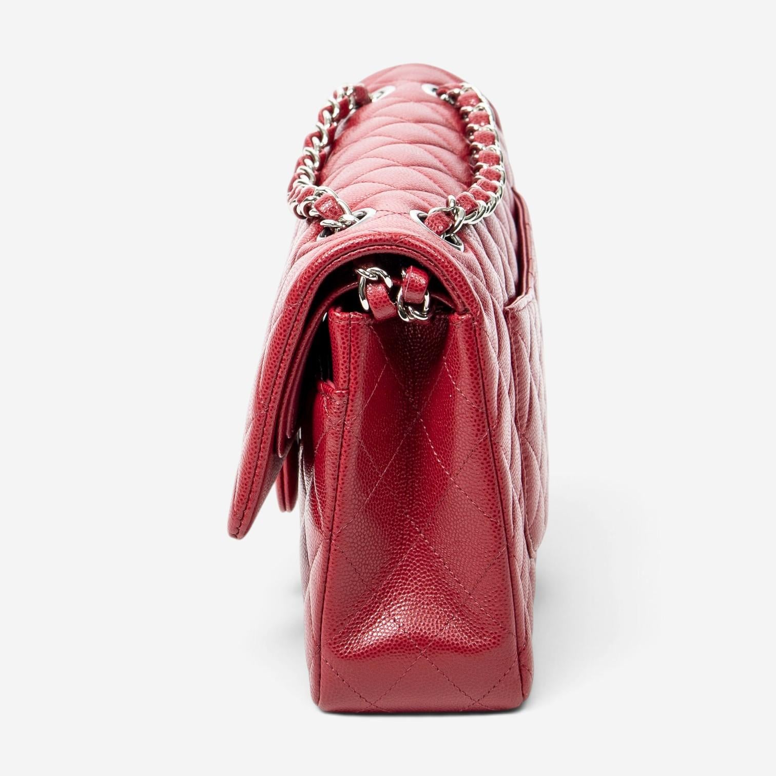 Chanel Classic Red Quilted Caviar Leather Double Flap Bag ABA4614 — view 3