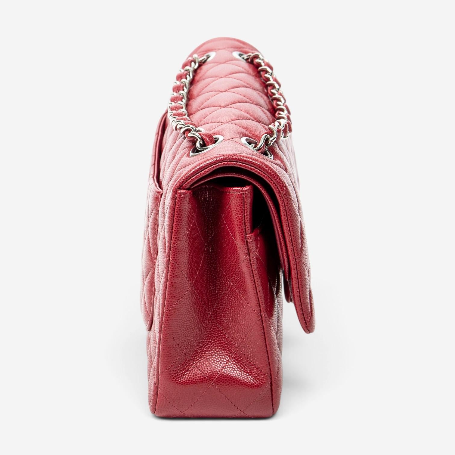 Chanel Classic Red Quilted Caviar Leather Double Flap Bag ABA4614 — view 4