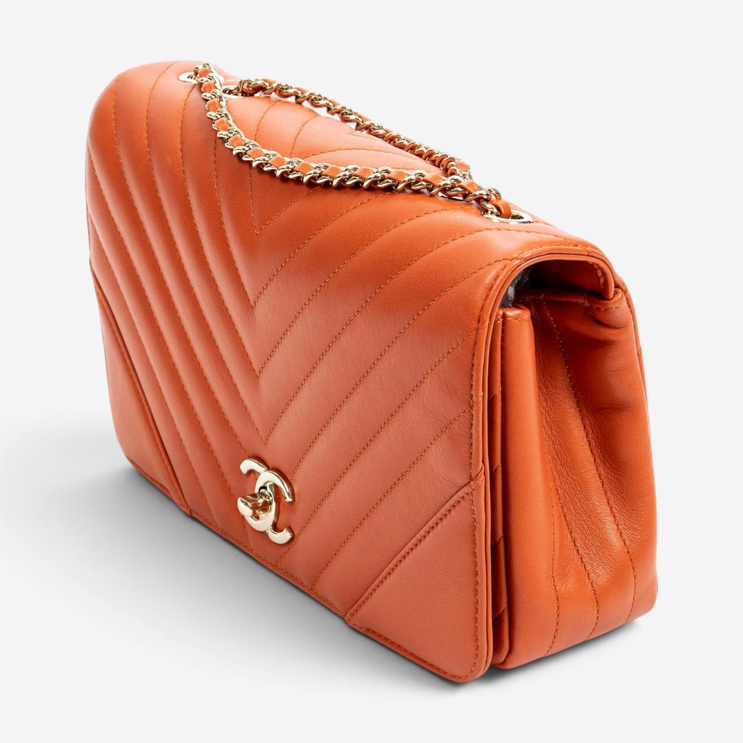 Chanel Orange Calf Leather Small Statement Flap Bag ABA1690 — view 2