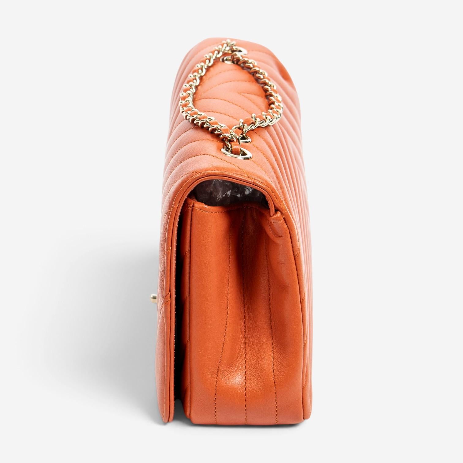 Chanel Orange Calf Leather Small Statement Flap Bag ABA1690 — view 3
