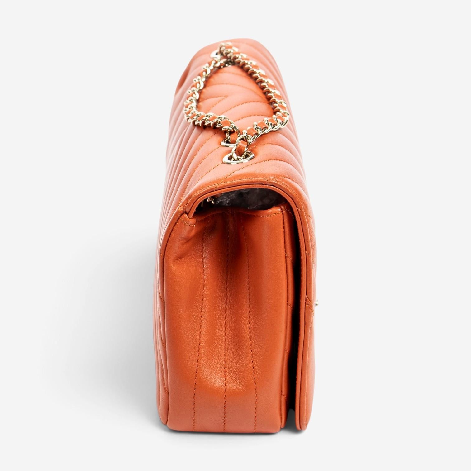 Chanel Orange Calf Leather Small Statement Flap Bag ABA1690 — view 4