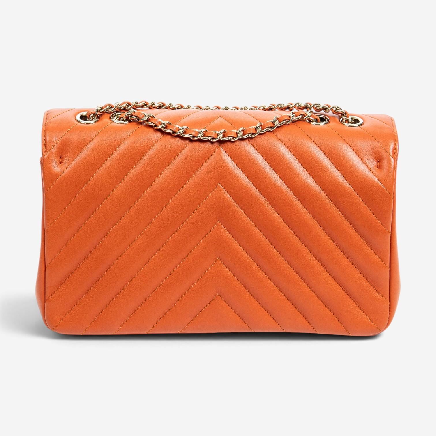 Chanel Orange Calf Leather Small Statement Flap Bag ABA1690 — view 5