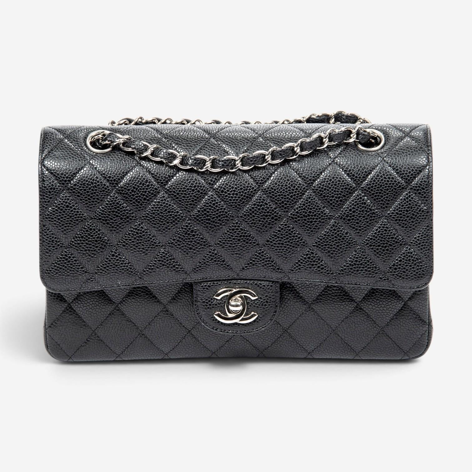 Chanel Classic Black Calf Leather Double Flap Bag ABA7684