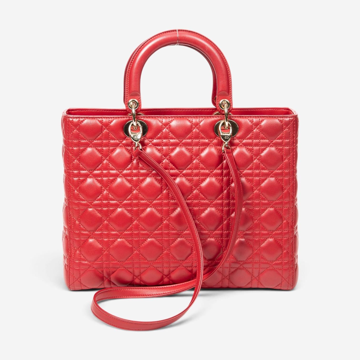 Dior Lady Dior Red Calf Leather Large Zip Shoulder Bag ABA4735 — view 5
