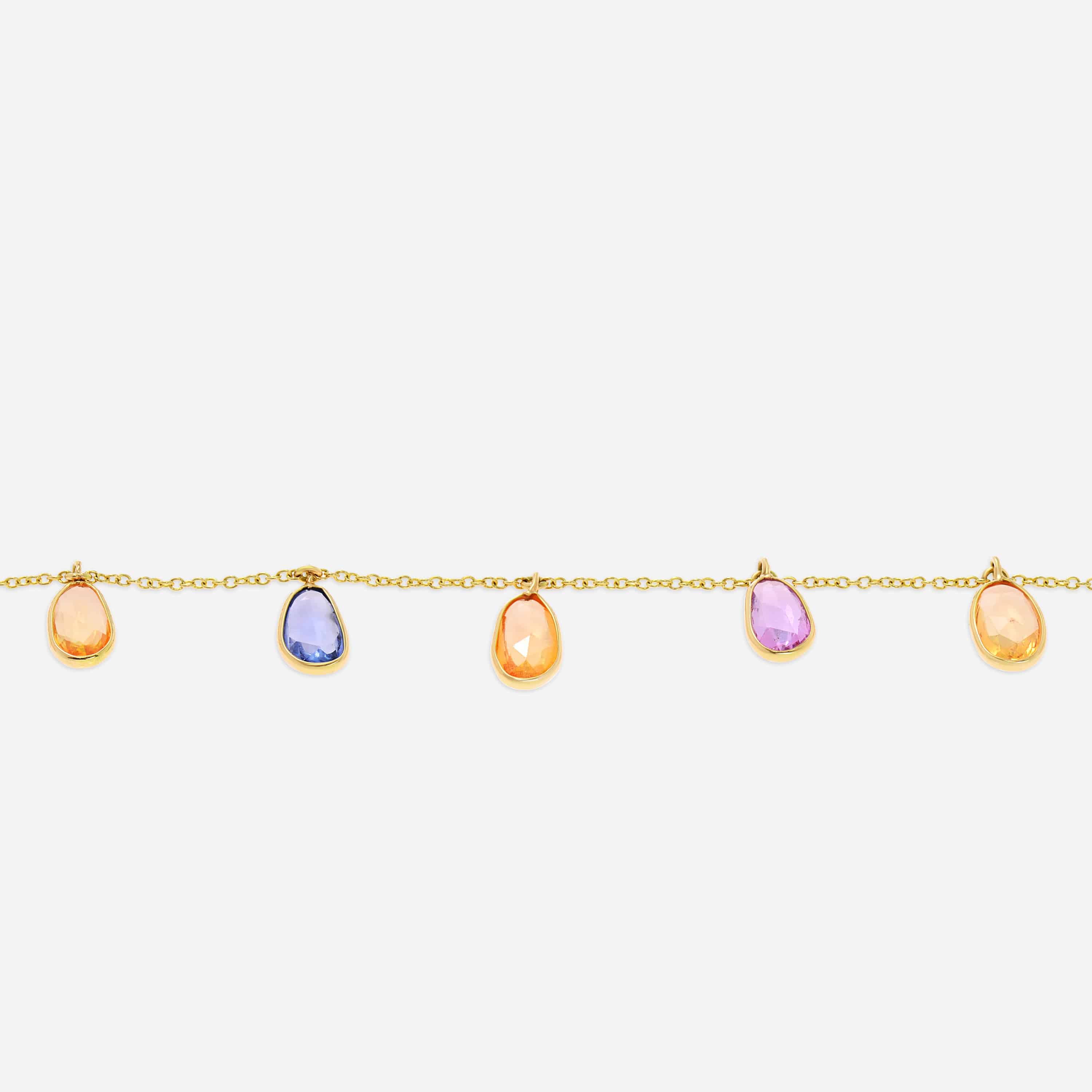 SuperOro 18K White Gold, Multi Sapphire 6.00ct. tw. Princess Necklace 63766 — view 3