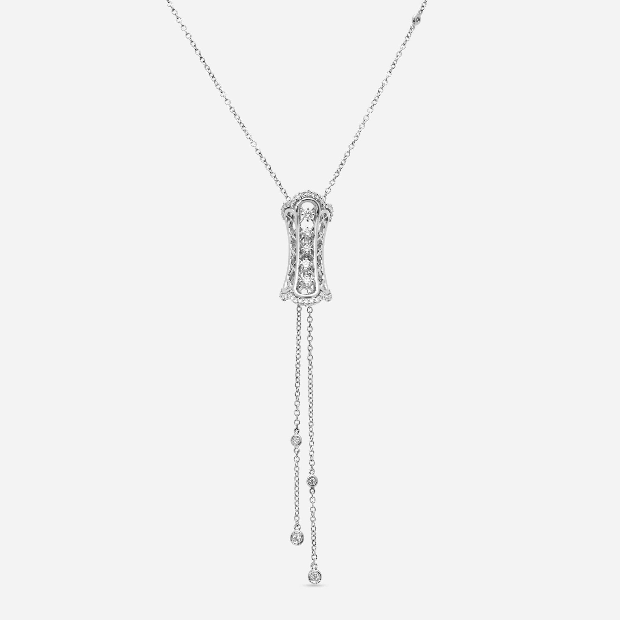 Damiani Burlesque 18K White Gold, Round Brilliant Cut Diamond 0.81ct. tw. Lariat Necklace 20049153