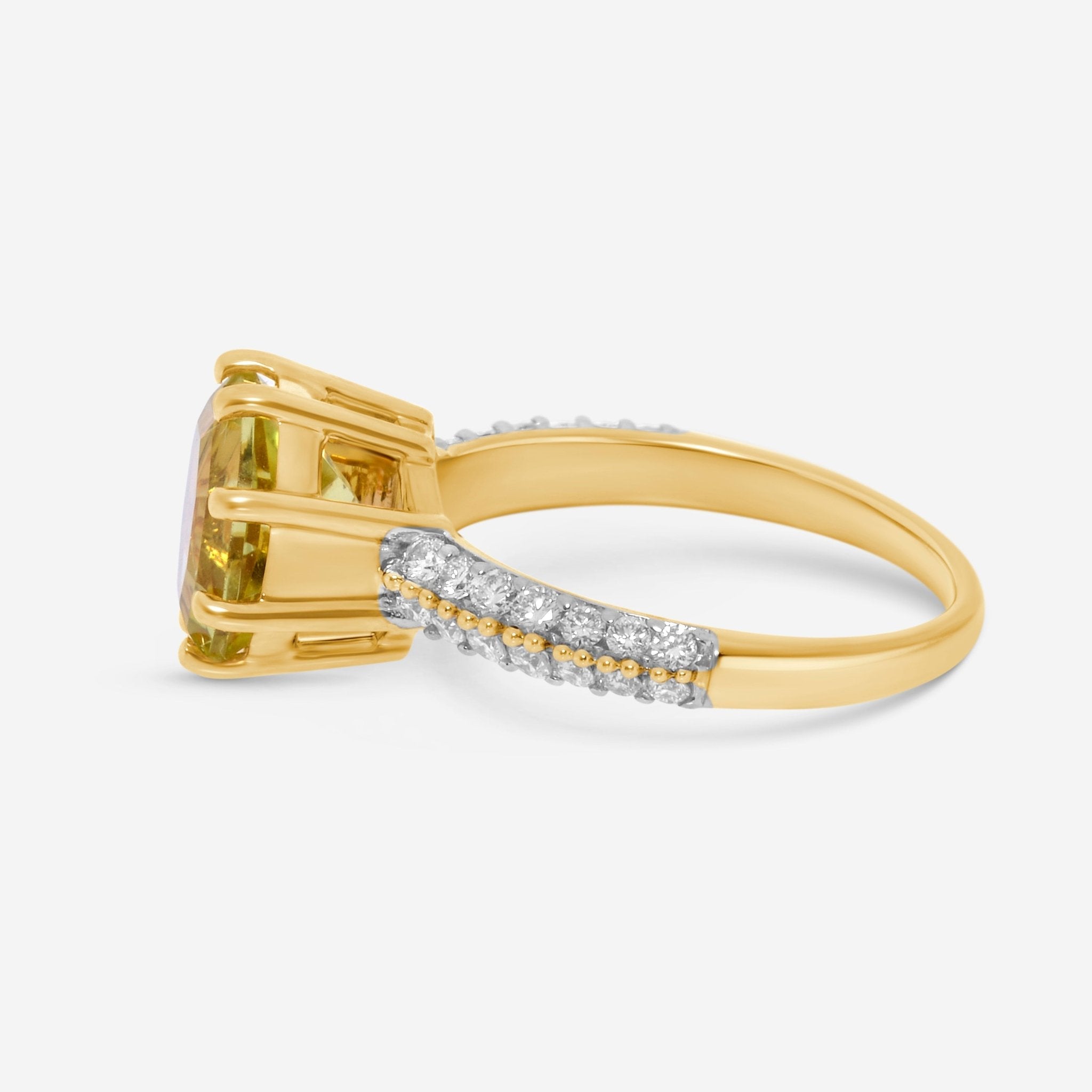 SuperOro 14K Yellow Gold, Octagonal Lemon Topaz and Diamond Gemstone Ring Sz. 6.5 60258 — view 2