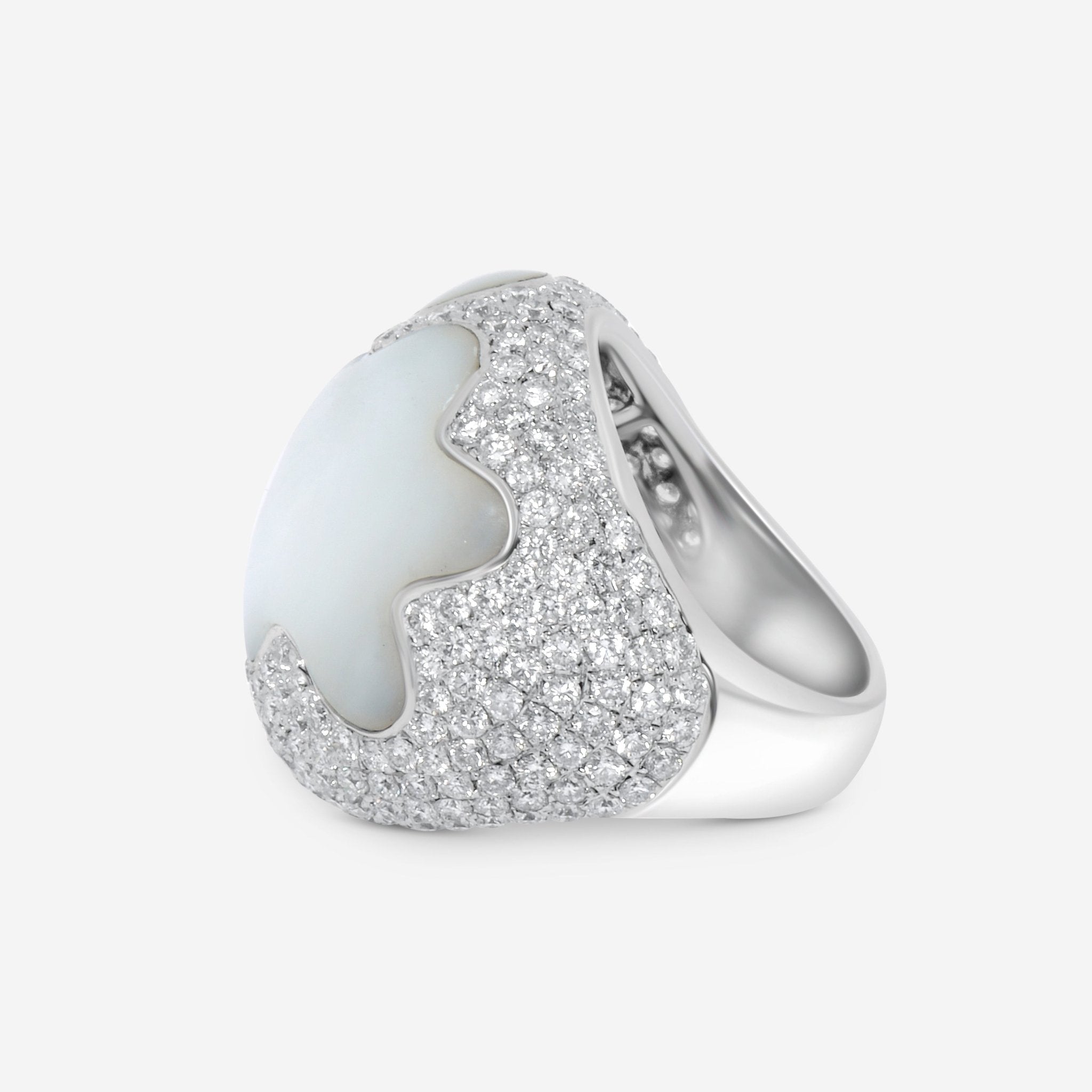SuperOro 18K White Gold, Diamond 4.07ct. tw. and Mother Of Pearl Statement Ring 63706 — view 2