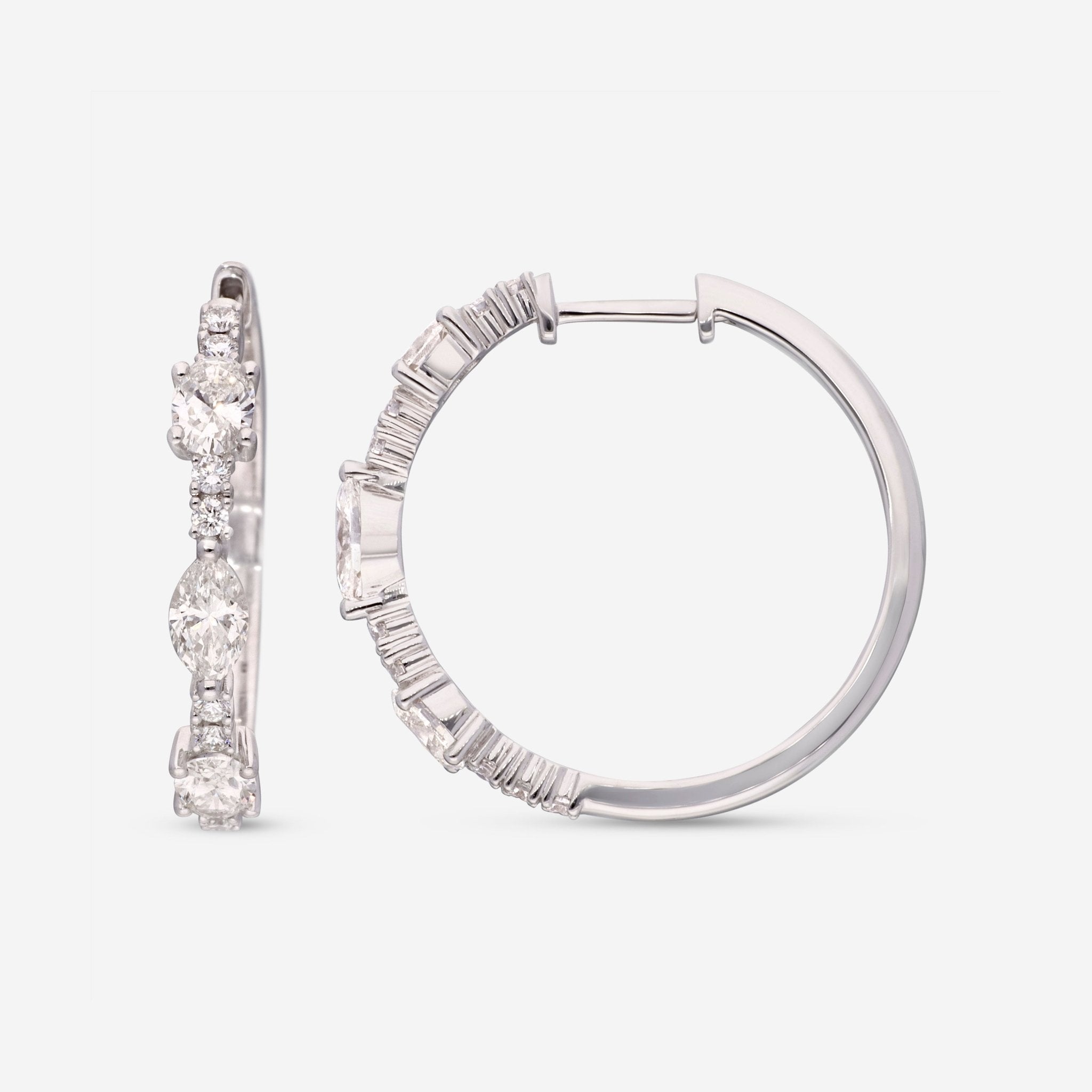 Ina Mar 14K White Gold 1.81 ctw Diamond Hoop Earrings IMKGK25 — view 3