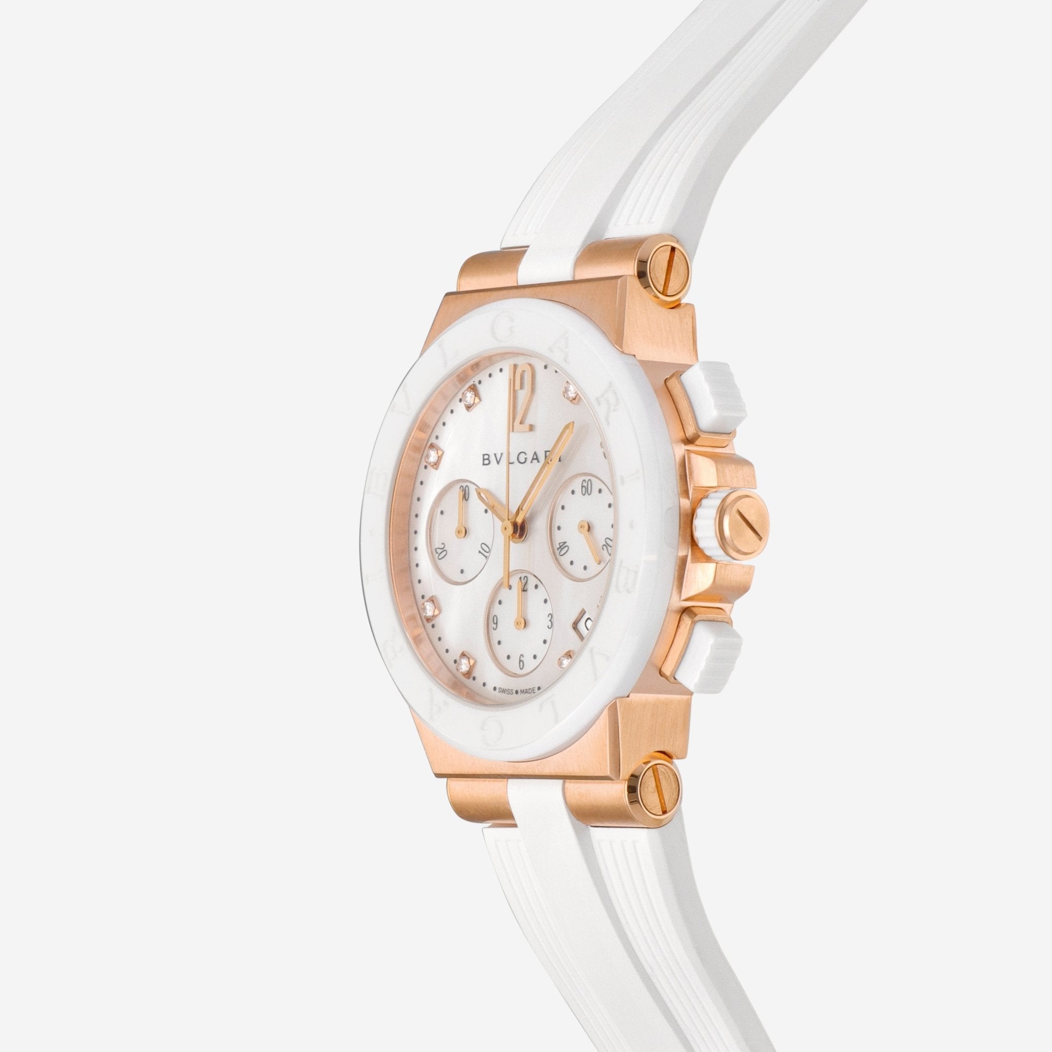 Bulgari Diagono Chronograph 18K Rose Gold Diamond Automatic Watch 101994 — view 2