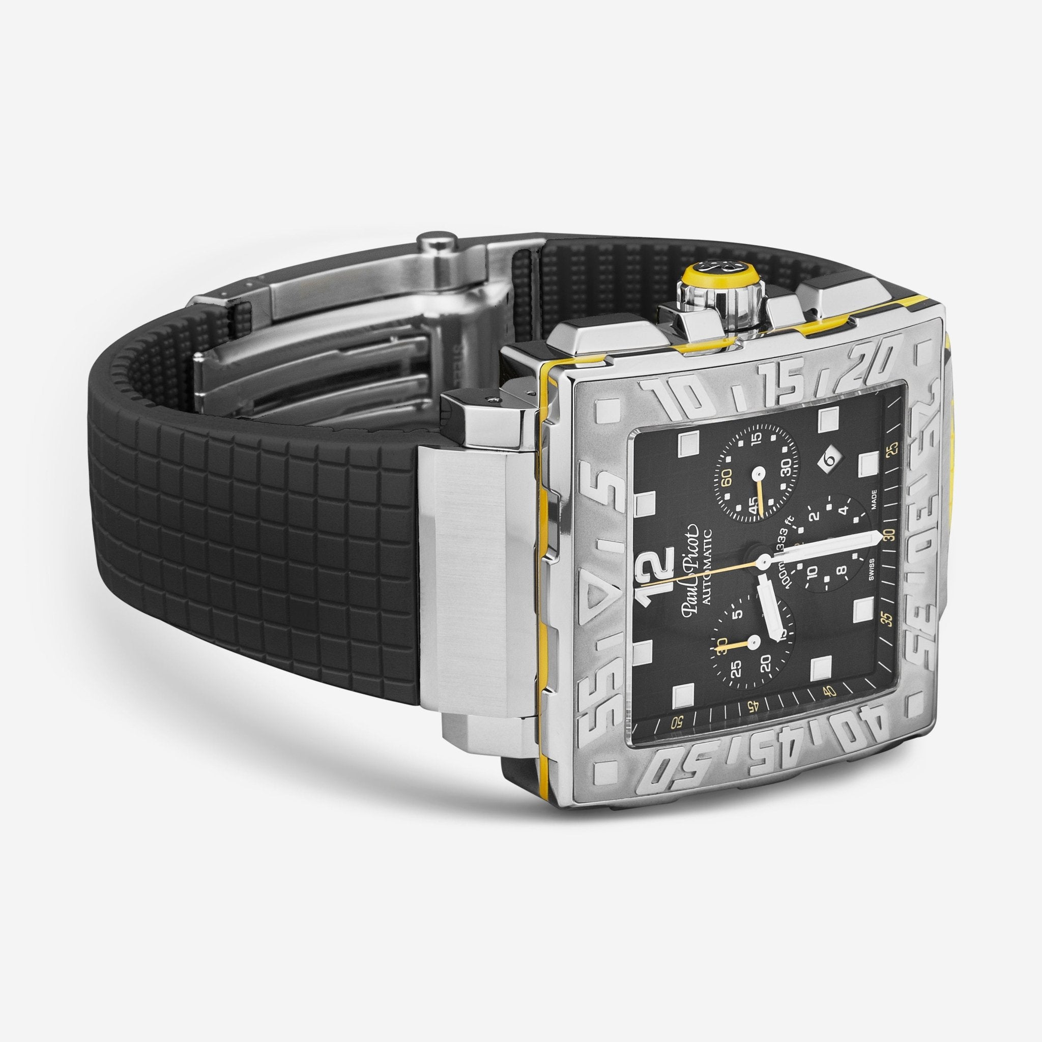 Paul Picot C-Type Chronograph Black Dial Black Rubber Strap Men's Automatic Watch P0830.SG.5010.3301 — view 2