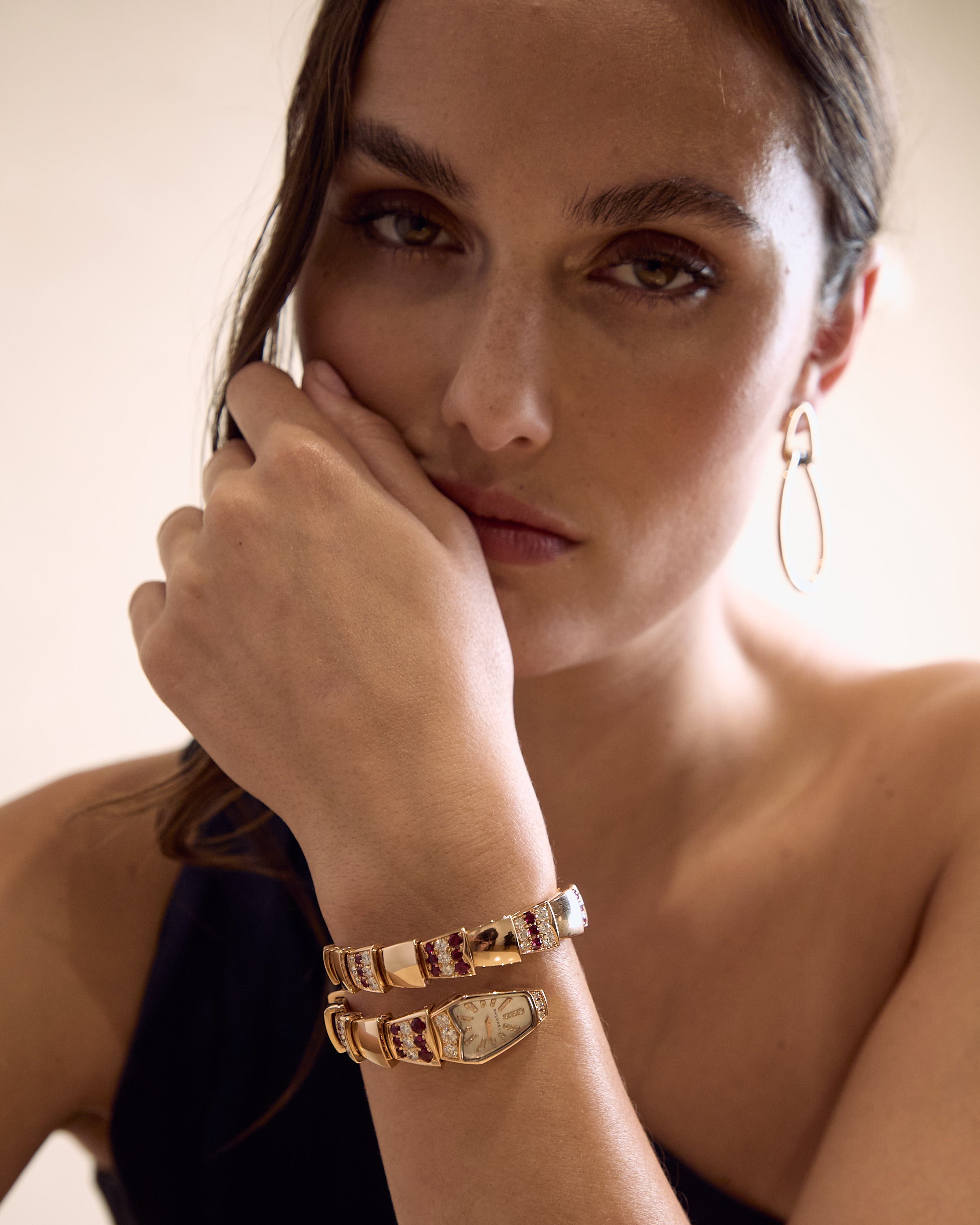 Bulgari Serpenti 18K Rose Gold Diamond and Ruby Quartz Ladies Watch 102048 — view 2
