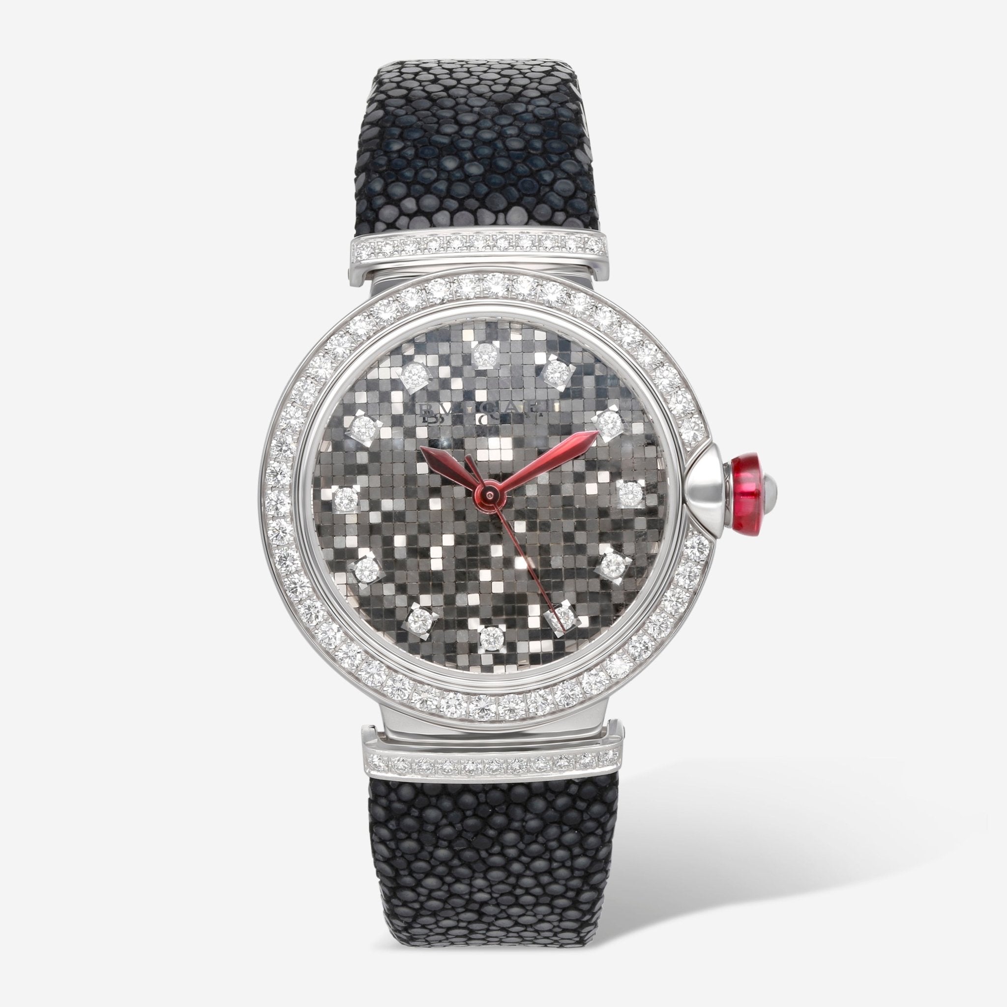 Bulgari Lvcea 18K White Gold 33mm Diamond Automatic Ladies Watch 102830