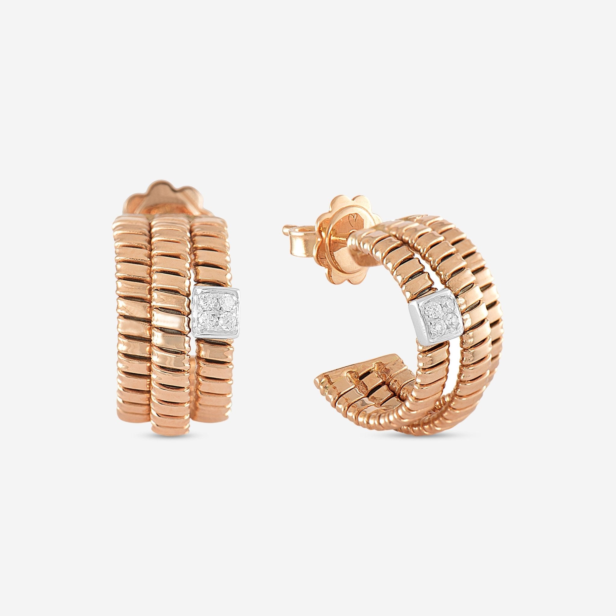 K Di Kuore 18K Rose Gold and Diamond Hoop Earrings 461807