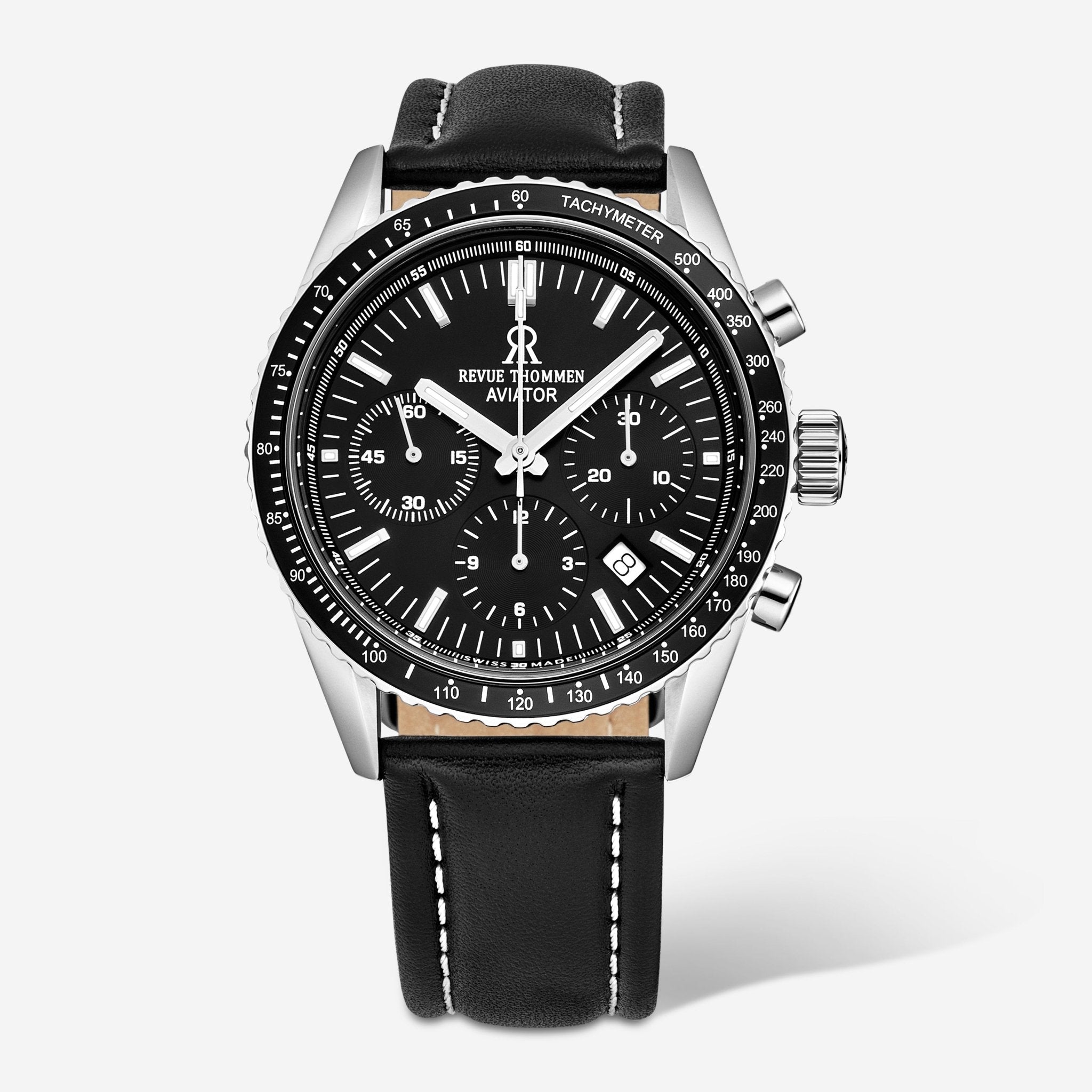 Revue Thommen Aviator Black Dial Stainless Steel Automatic Men's Watch 17000.6537