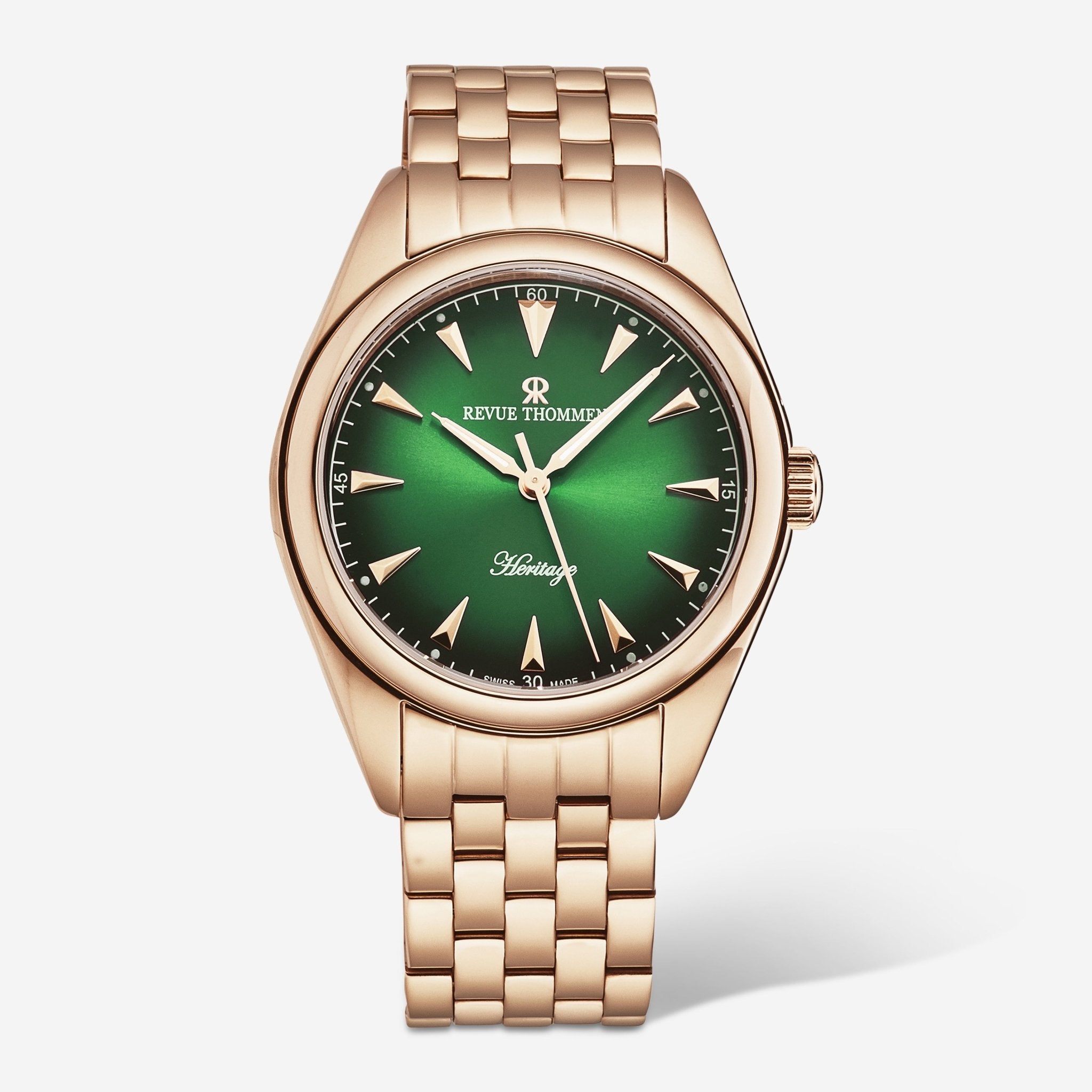 Revue Thommen Heritage Green Dial Stainless Steel Automatic Men's Watch 21010.2164